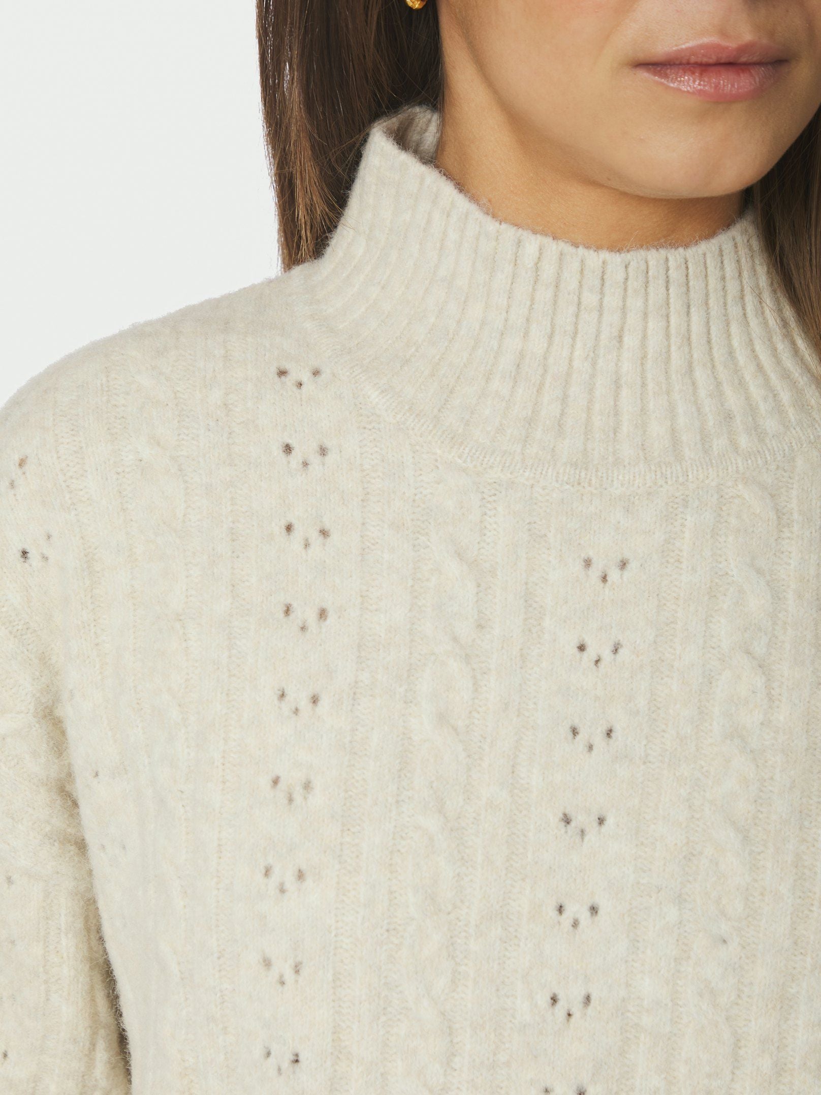 Anda Cable Knit Blouse - Ivory