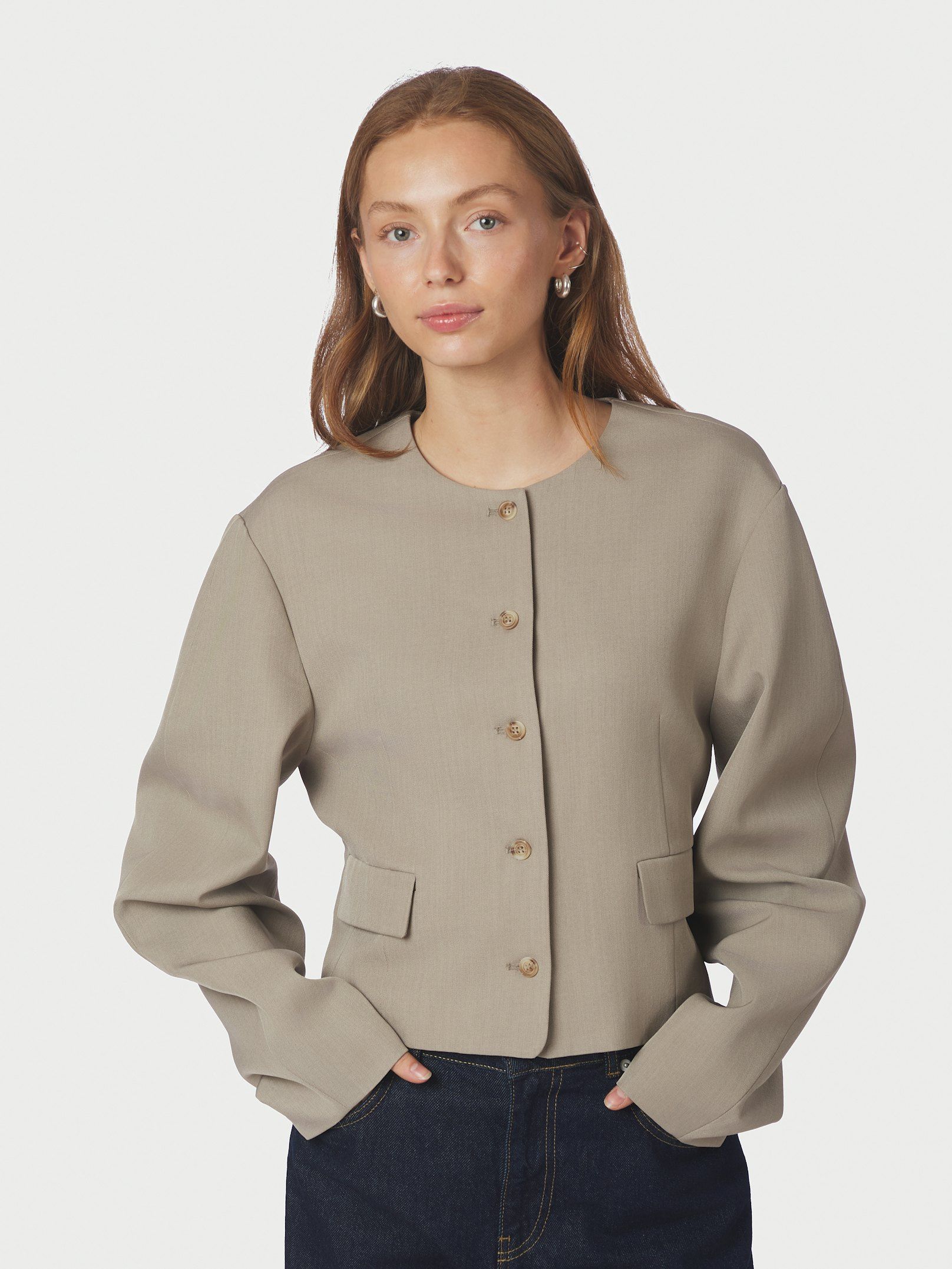 Aranti Structure Curve Jacket - Warm Grey