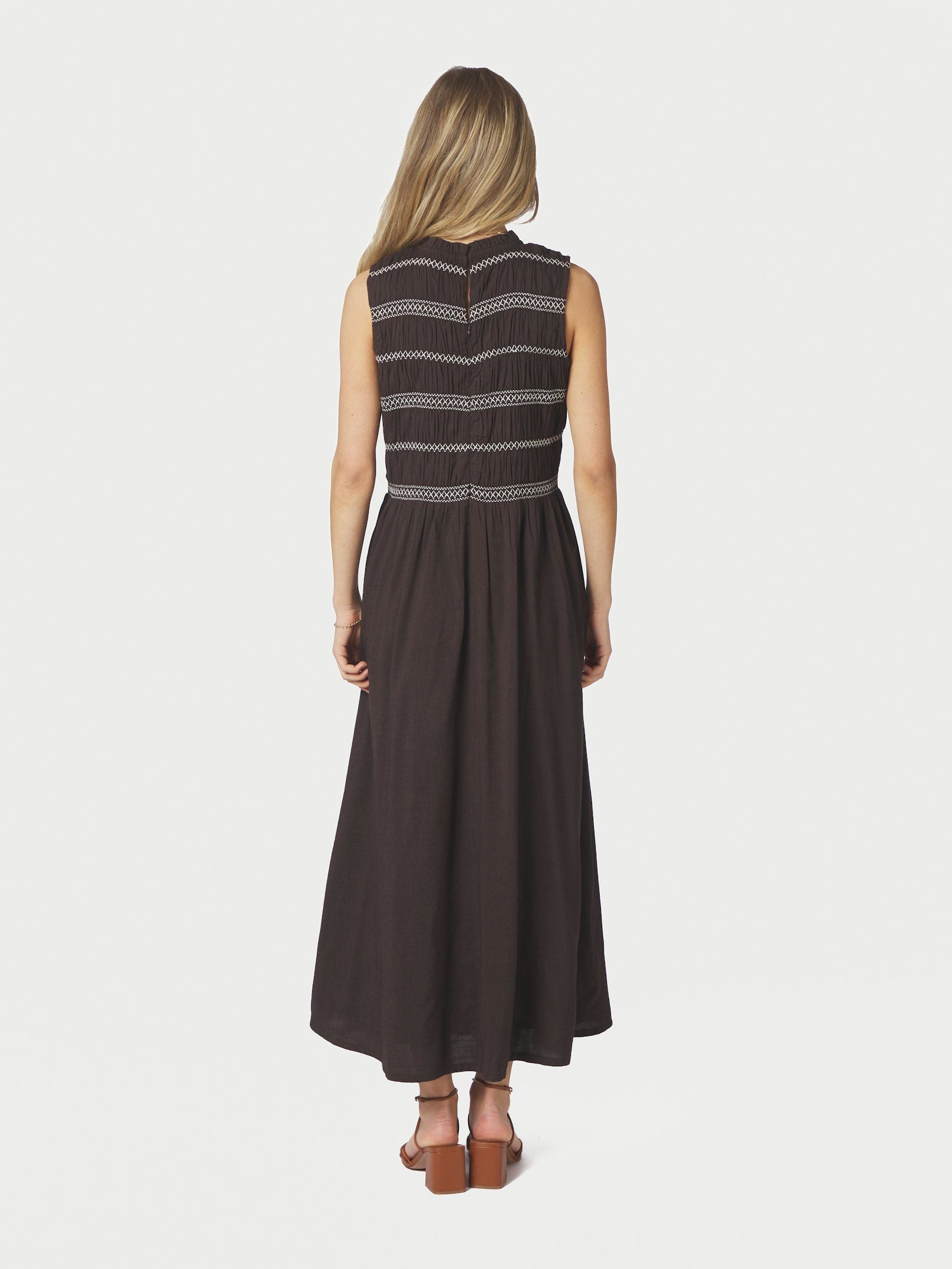 Atika Deco Smock Dress - Dark Brown