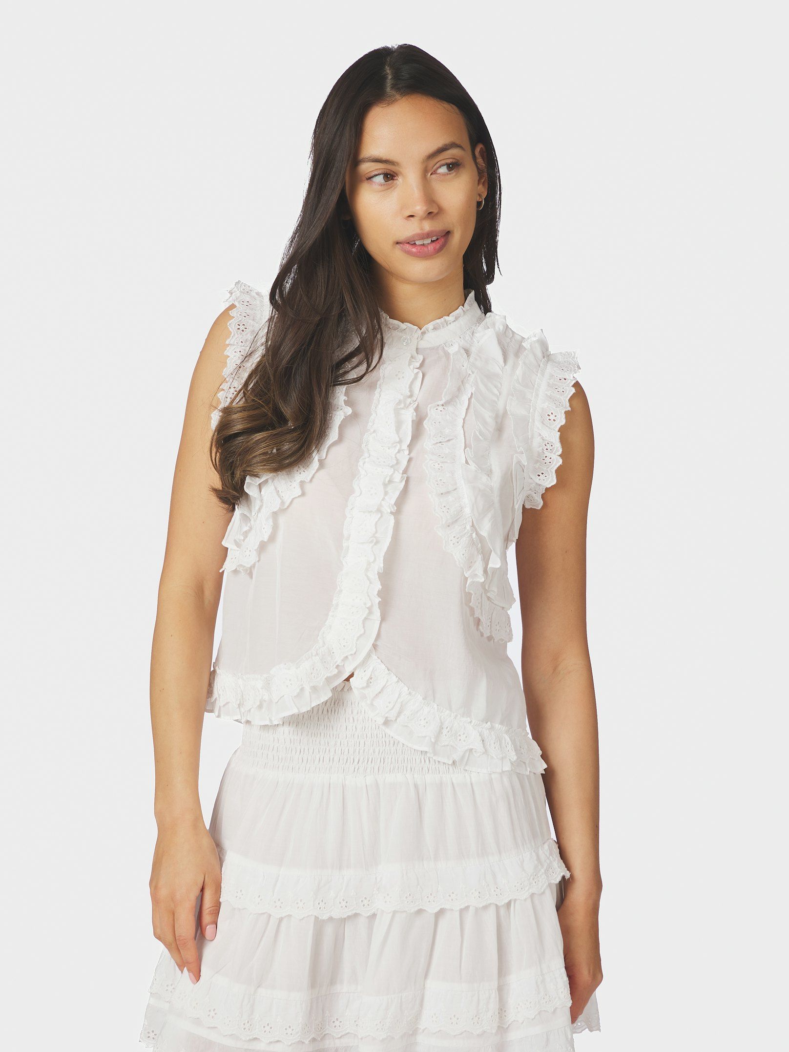 Celia Ruffle Top - White