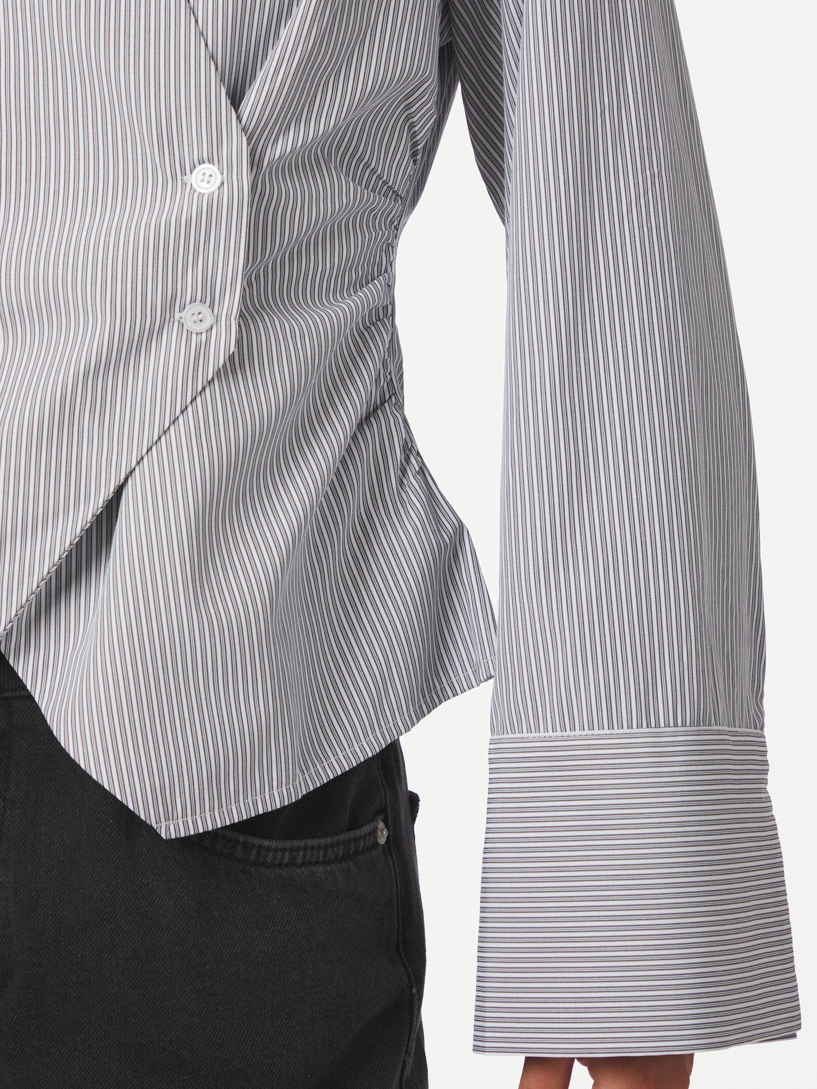 Fenli Striped Shirt - Grey