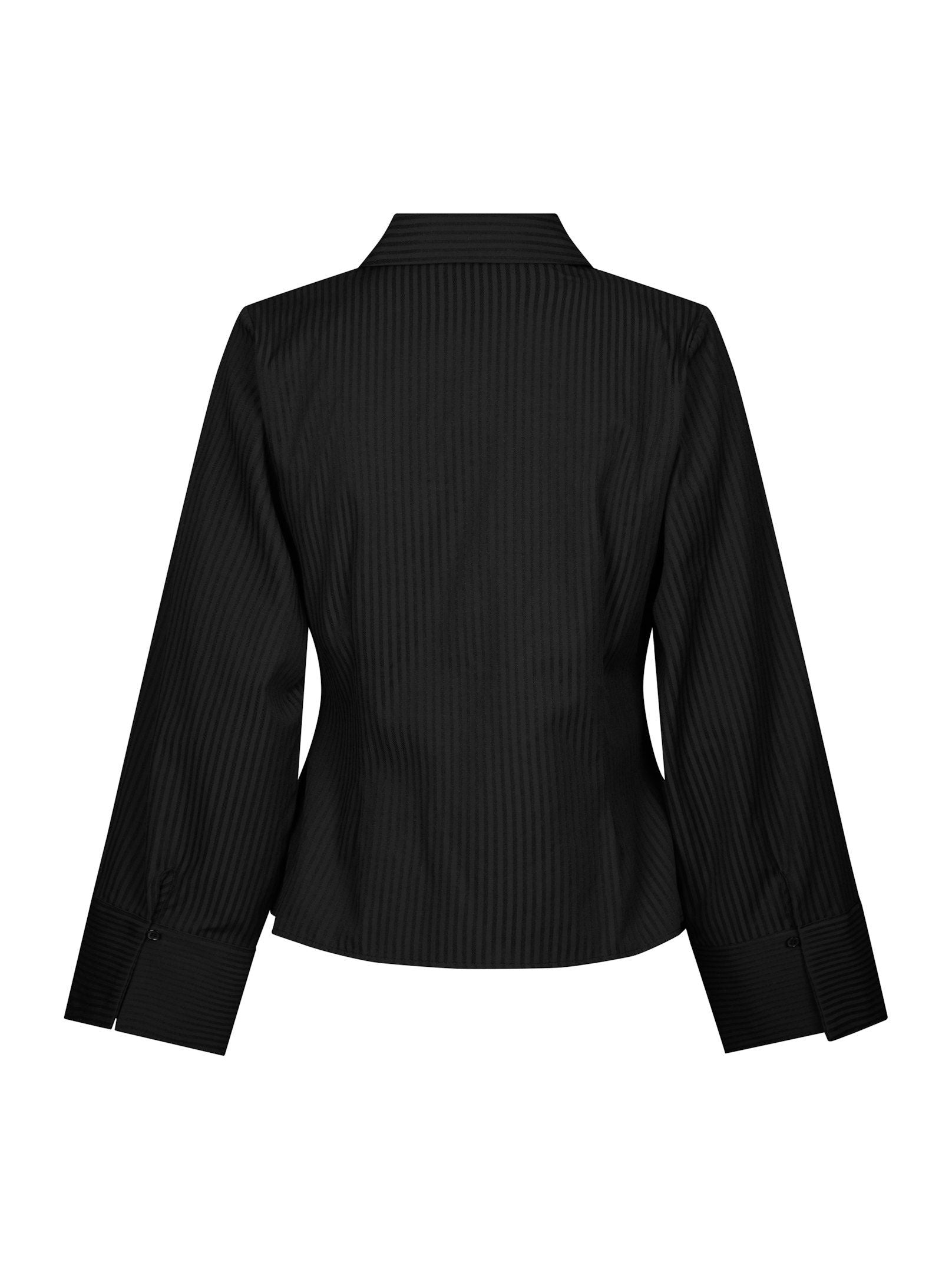 Fenli Tone Stripe Shirt - Black