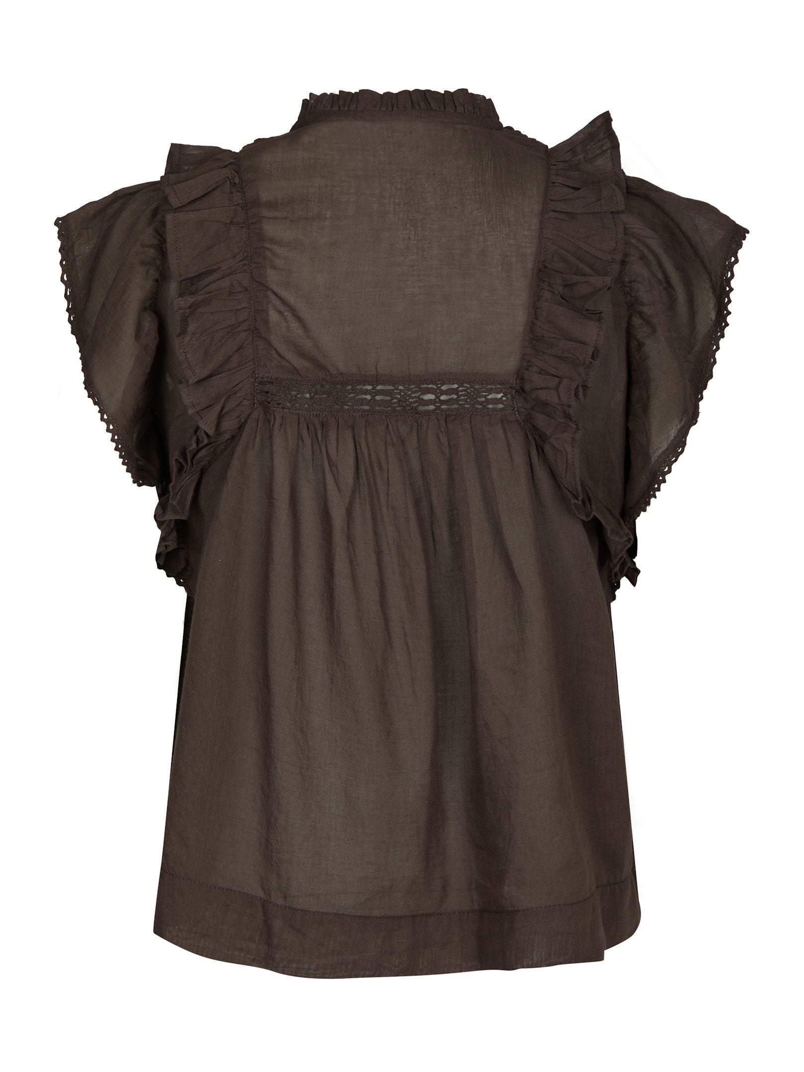 Jayla S Voile Top - Dark Brown