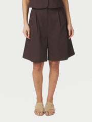 Nika Linen Shorts - Dark Brown