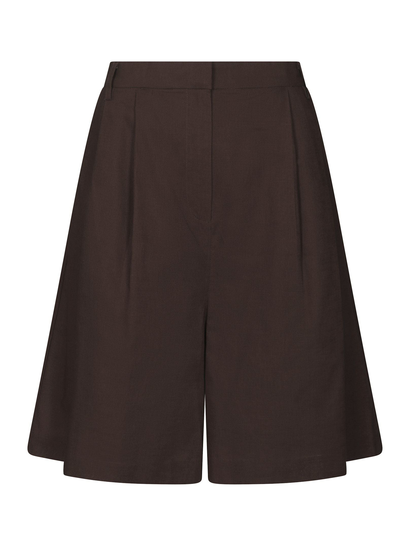 Nika Linen Shorts - Dark Brown