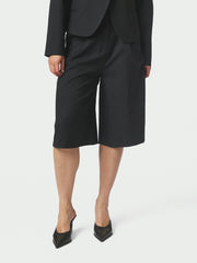 Rima Slim Pinstripe Shorts - Dark Navy