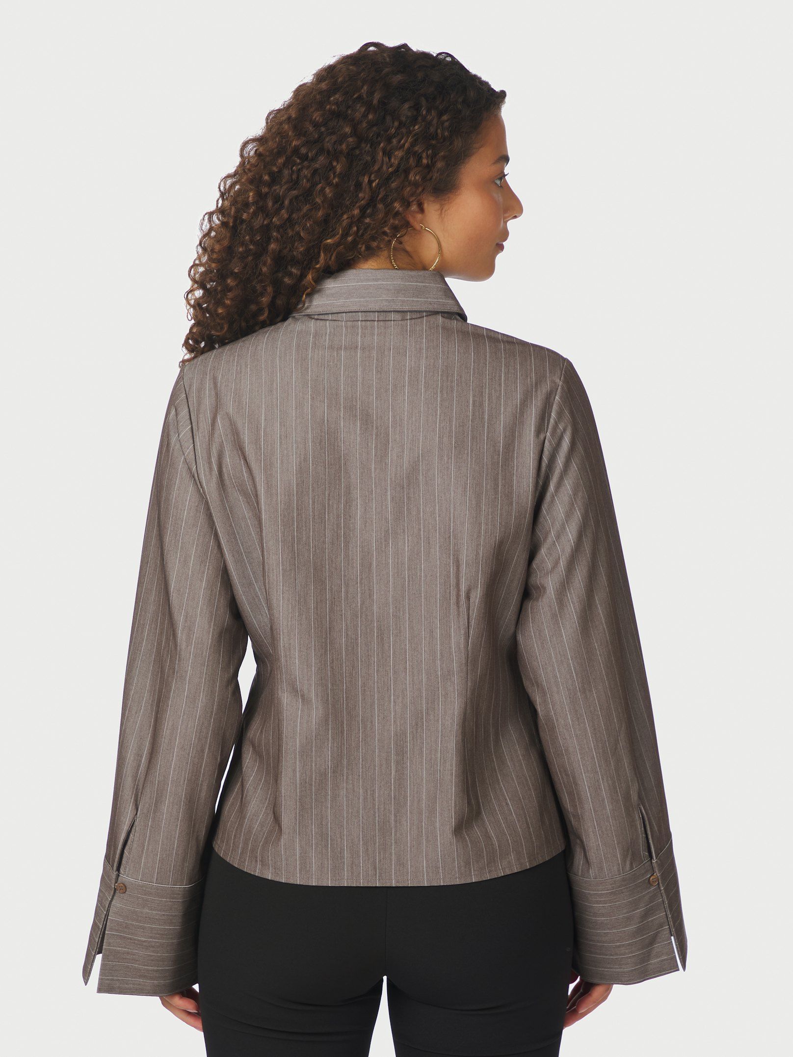 Rosa Pinstripe Melange Shirt - Dusty Brown