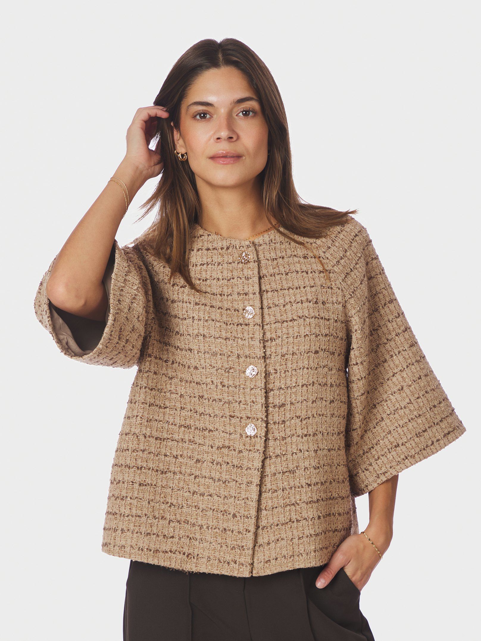 Rosella Boucle Mini Jacket - Taupe