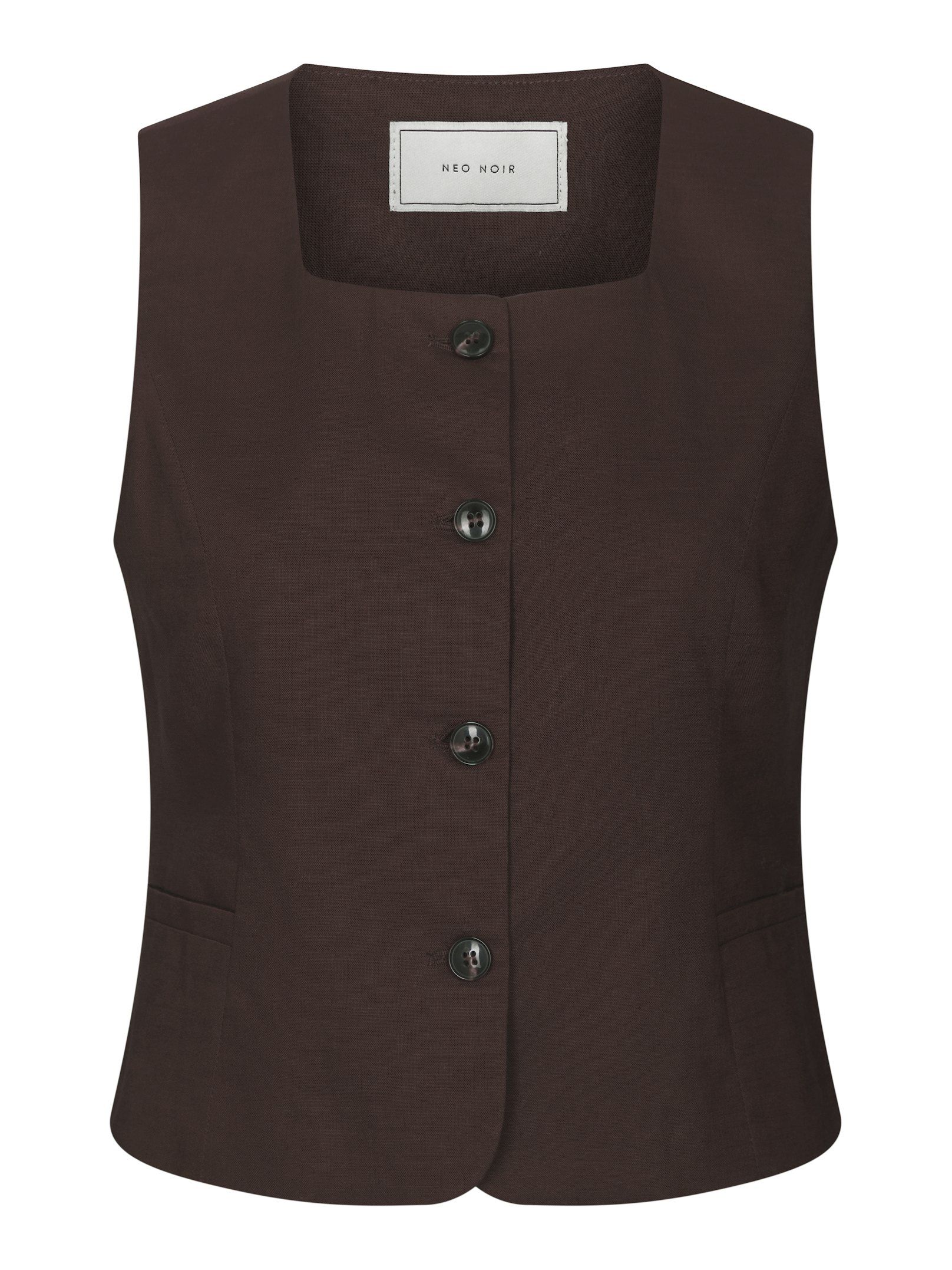 Yula Linen Waistcoat - Dark Brown
