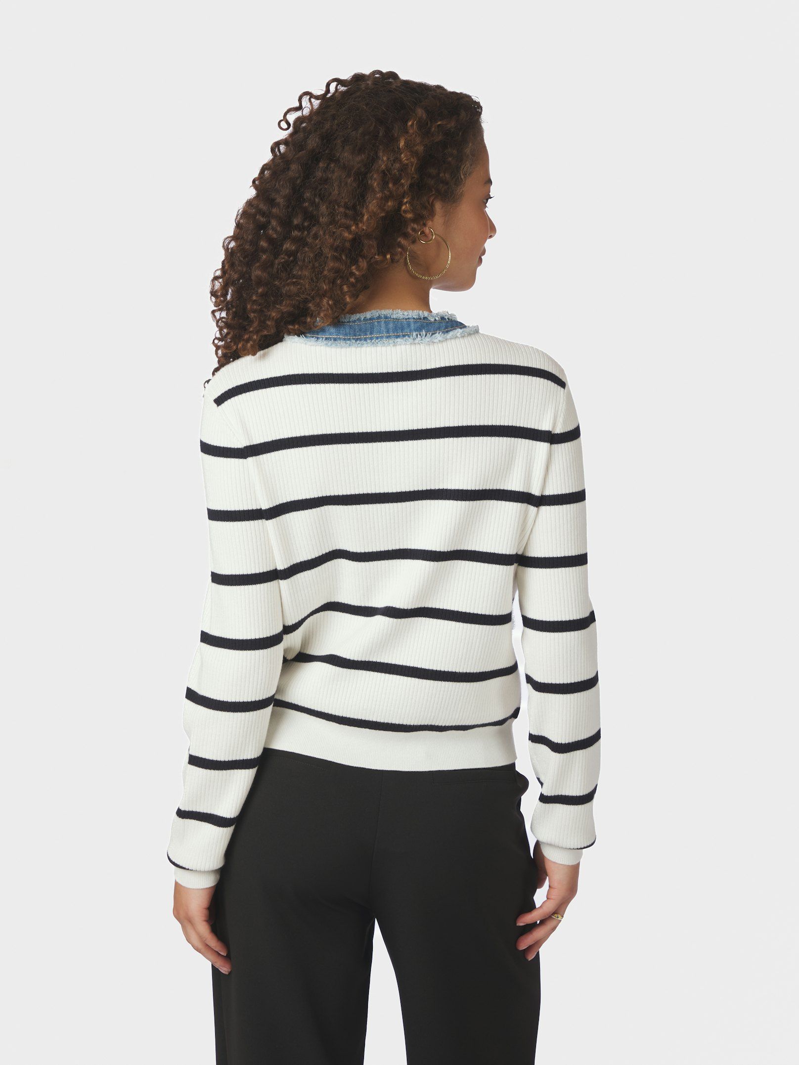 Zelma Stripe Denim Cardigan - Off White