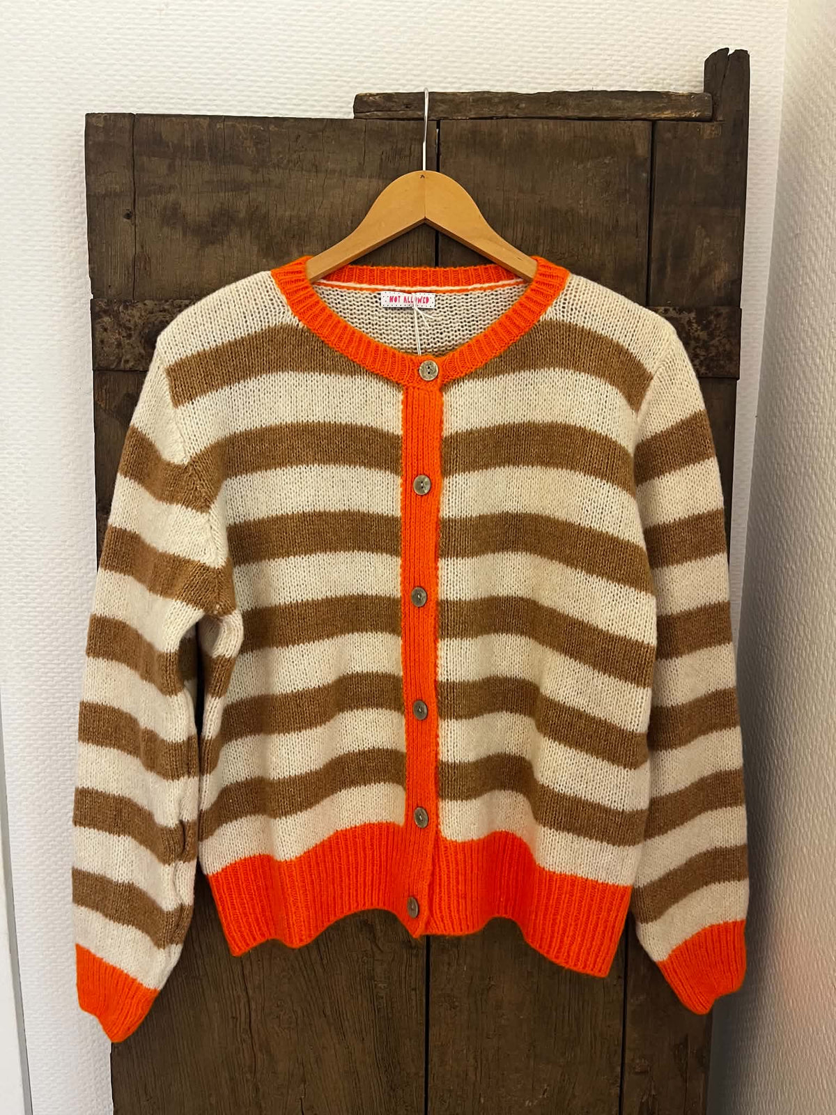 Pipi Striped Cardigan - Off White/Camel/Orange