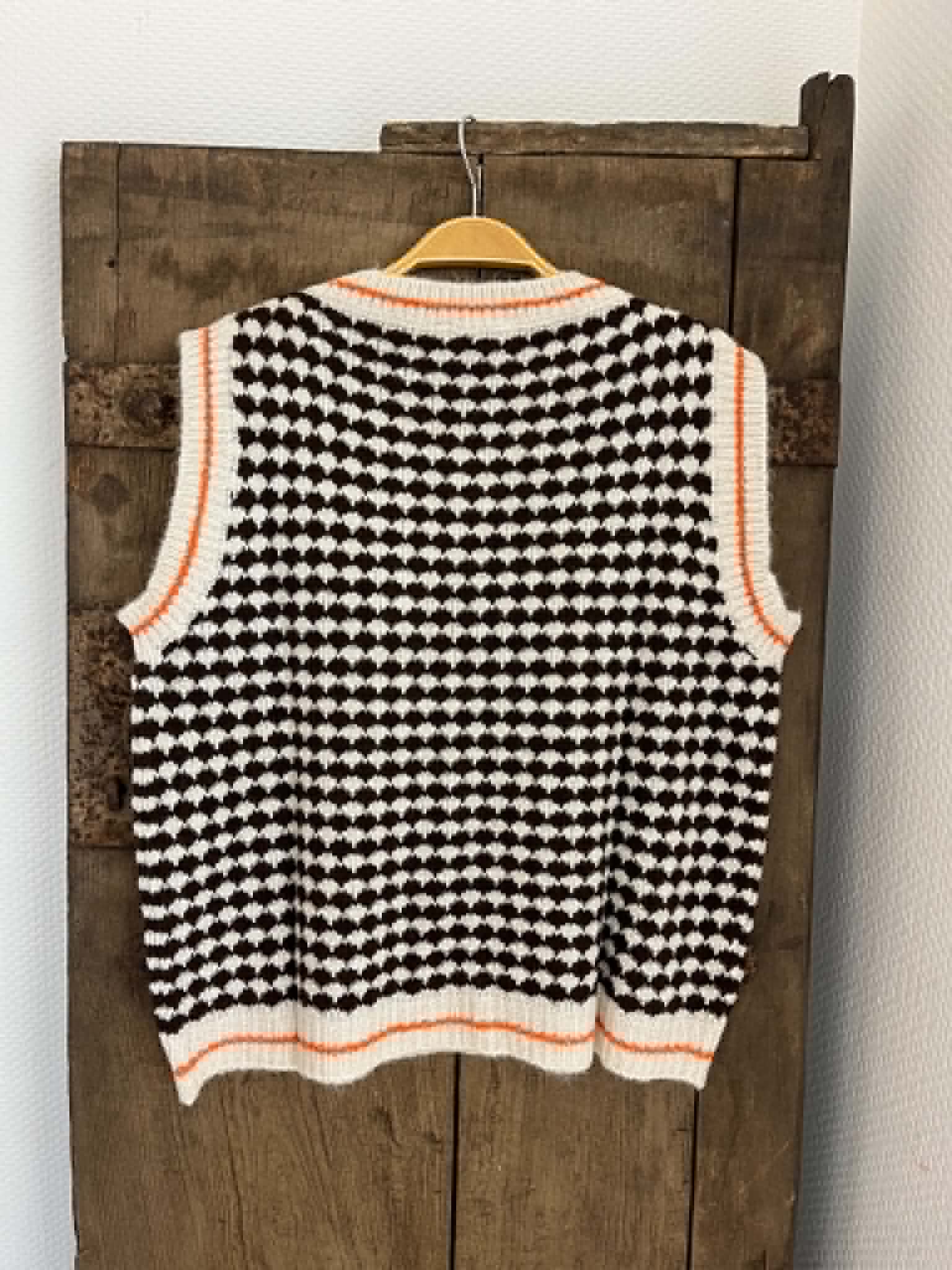 Anny Knitted Vest - White/Brown