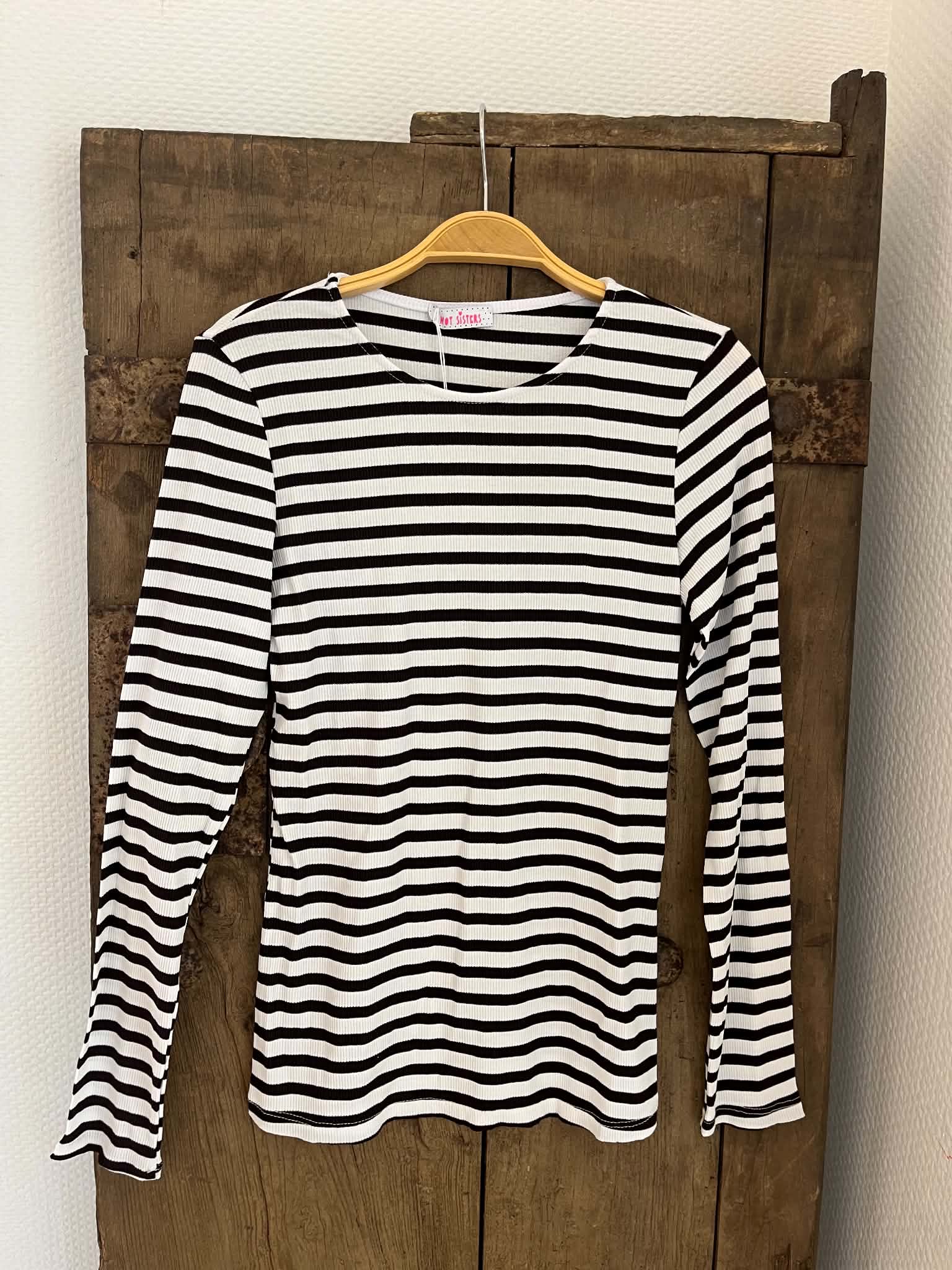 Everyday Stripes LS Blouse - Dark Brown/White