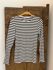 Everyday Stripes LS Blouse - Dark Brown/White