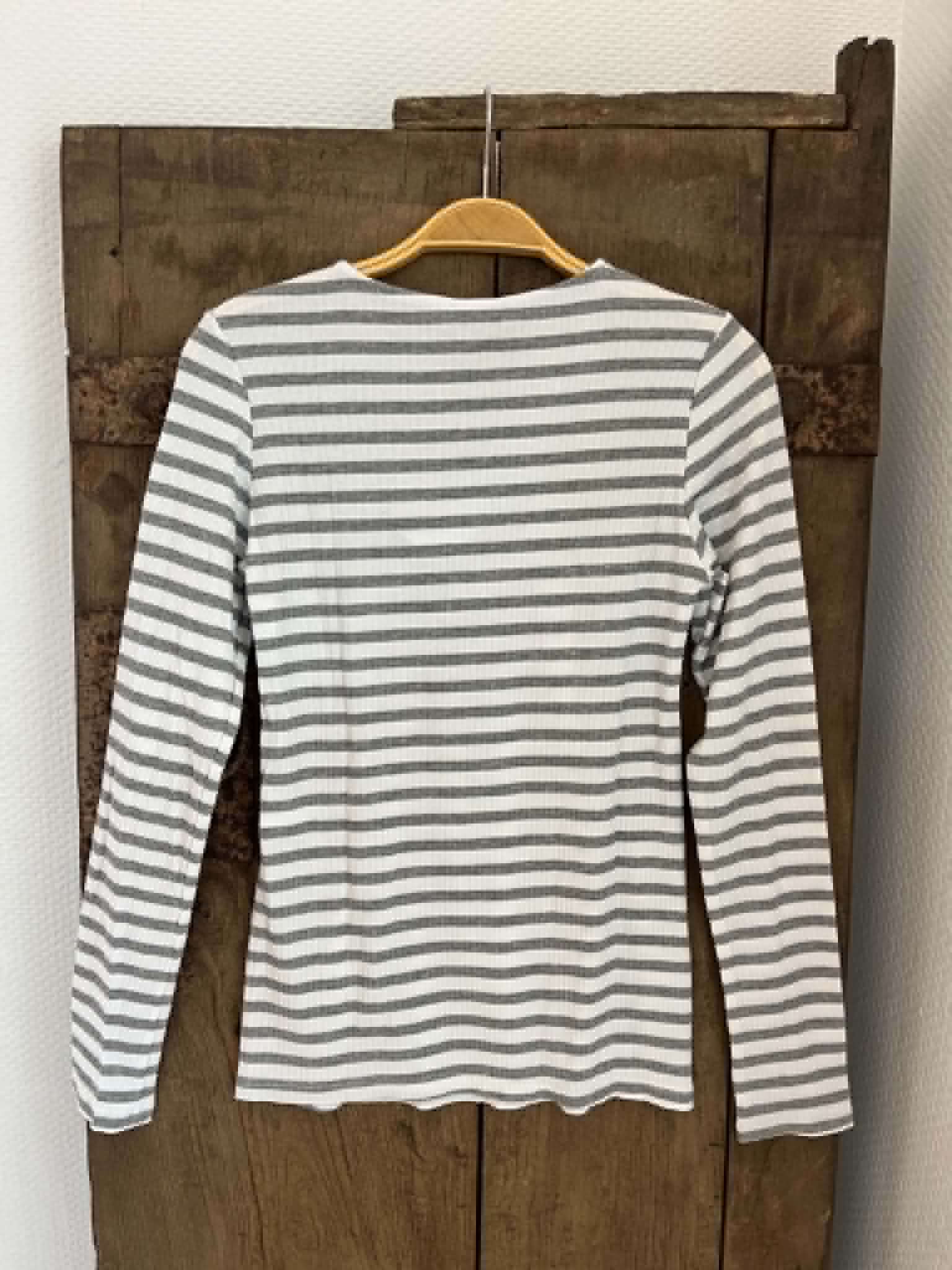 Everyday Stripes LS Blouse - Light Grey/White