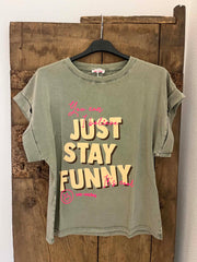 Funny Tee - Army/Pink