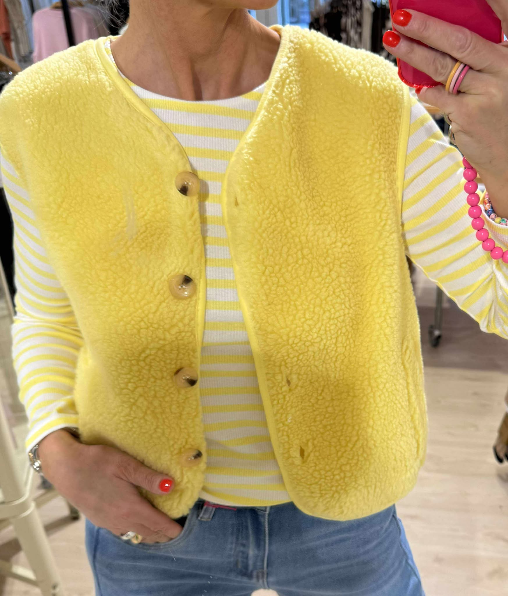 Molly Teddy Vest - Yellow