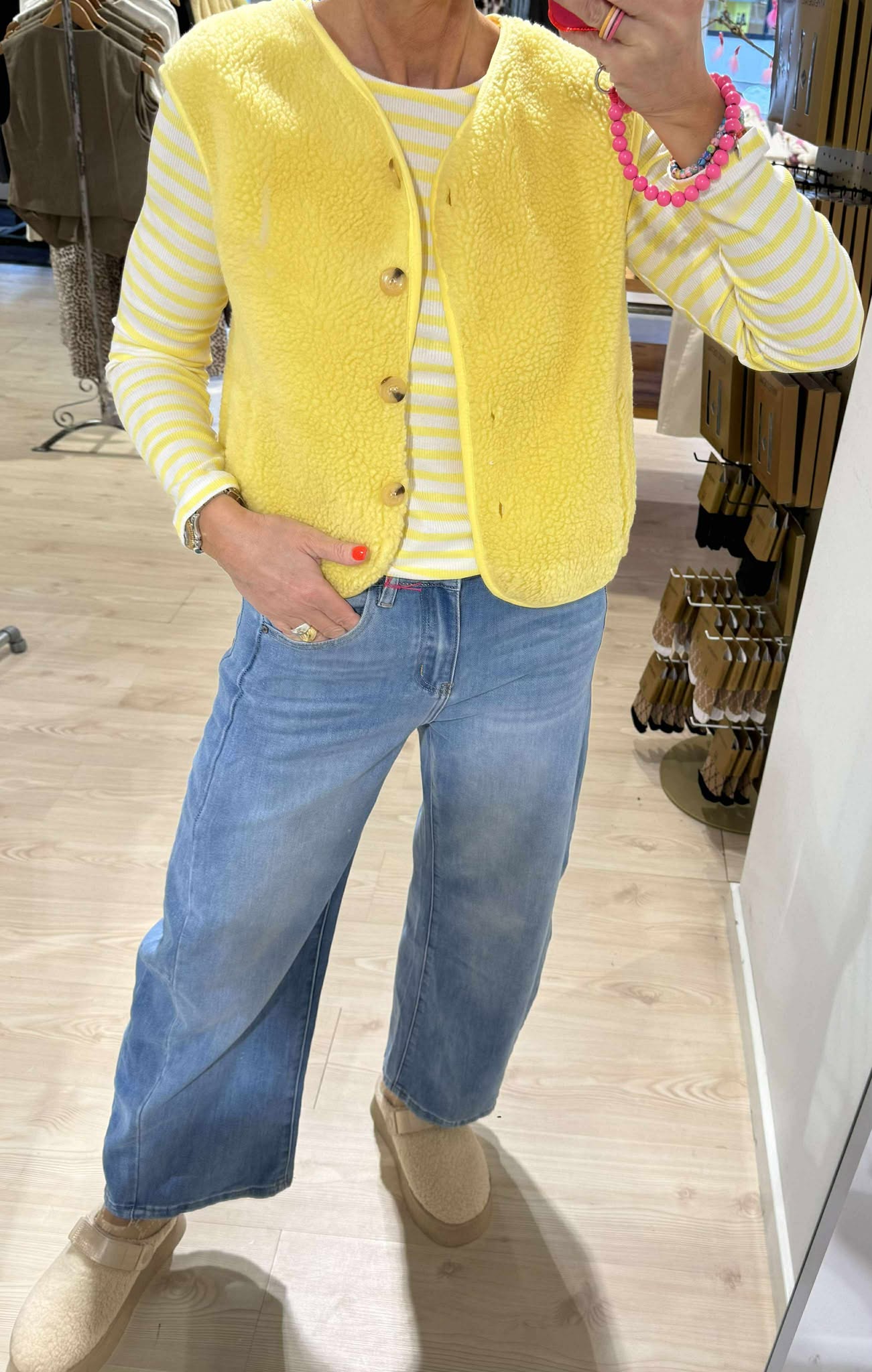 Molly Teddy Vest - Yellow