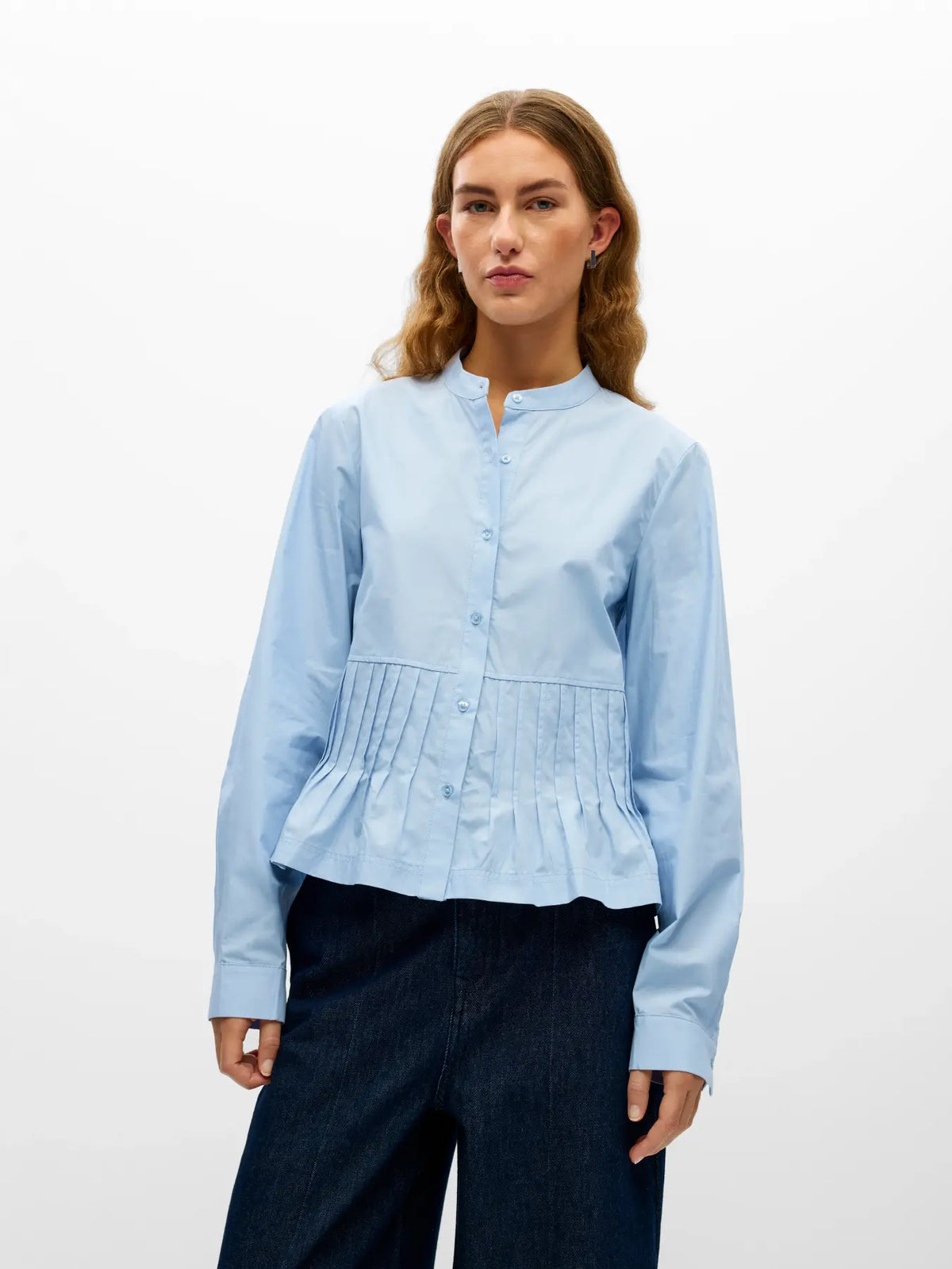 ADONA L/S REG. PLEAT SHIRT - Kentucky Blue