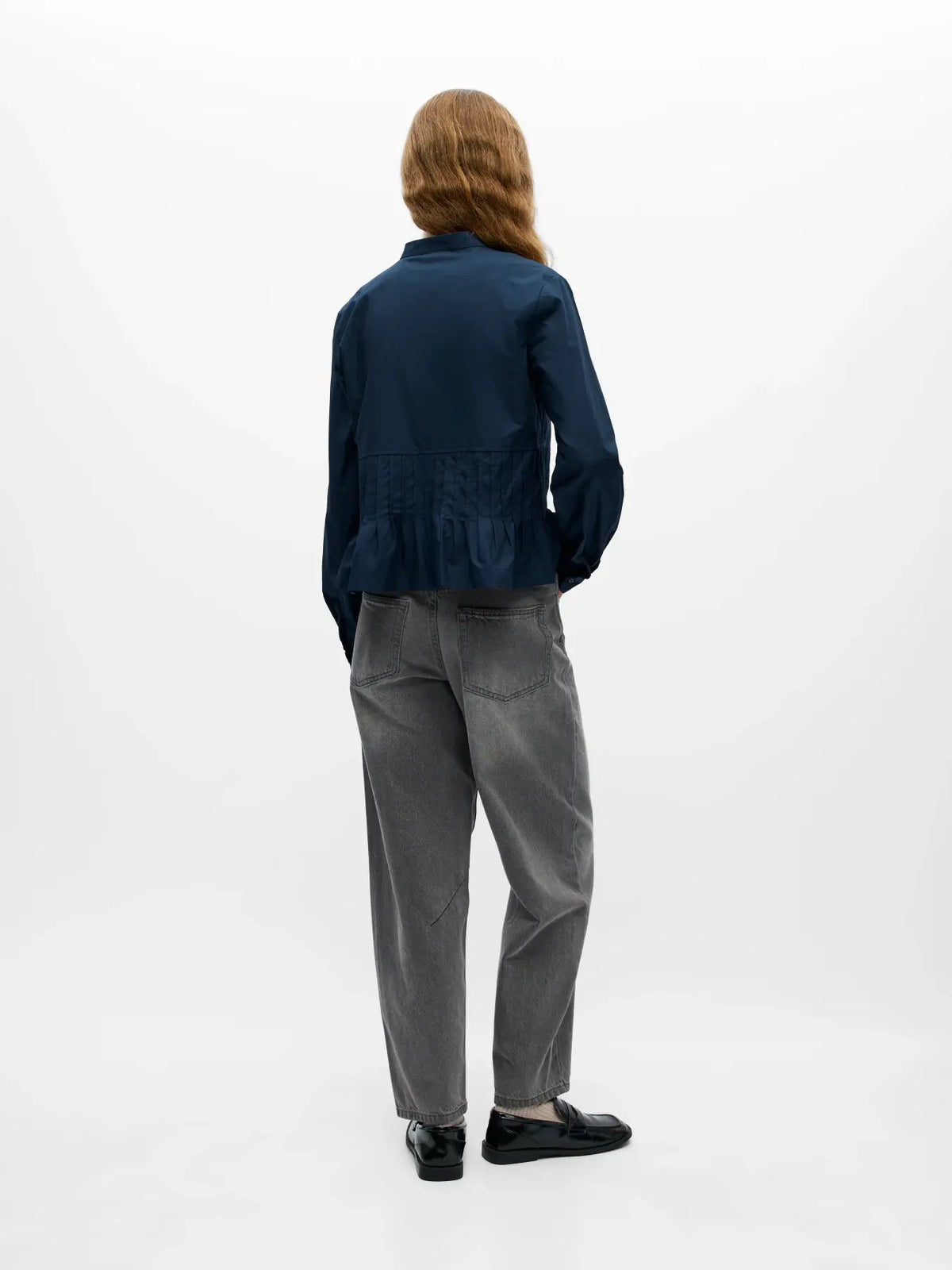 ADONA L/S REG. PLEAT SHIRT - Sky Captain