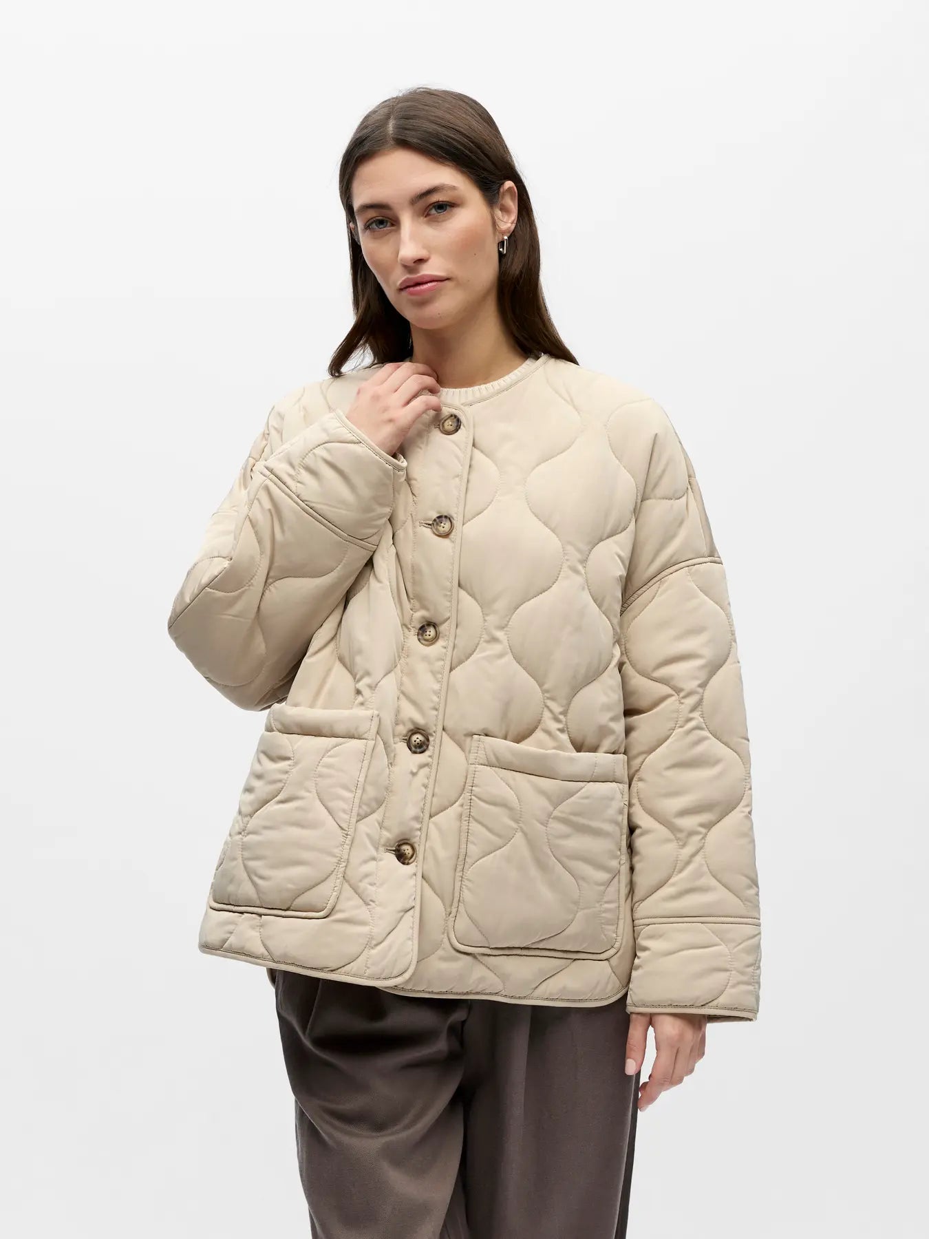 Allie LS Quiltet Jacket - Humus