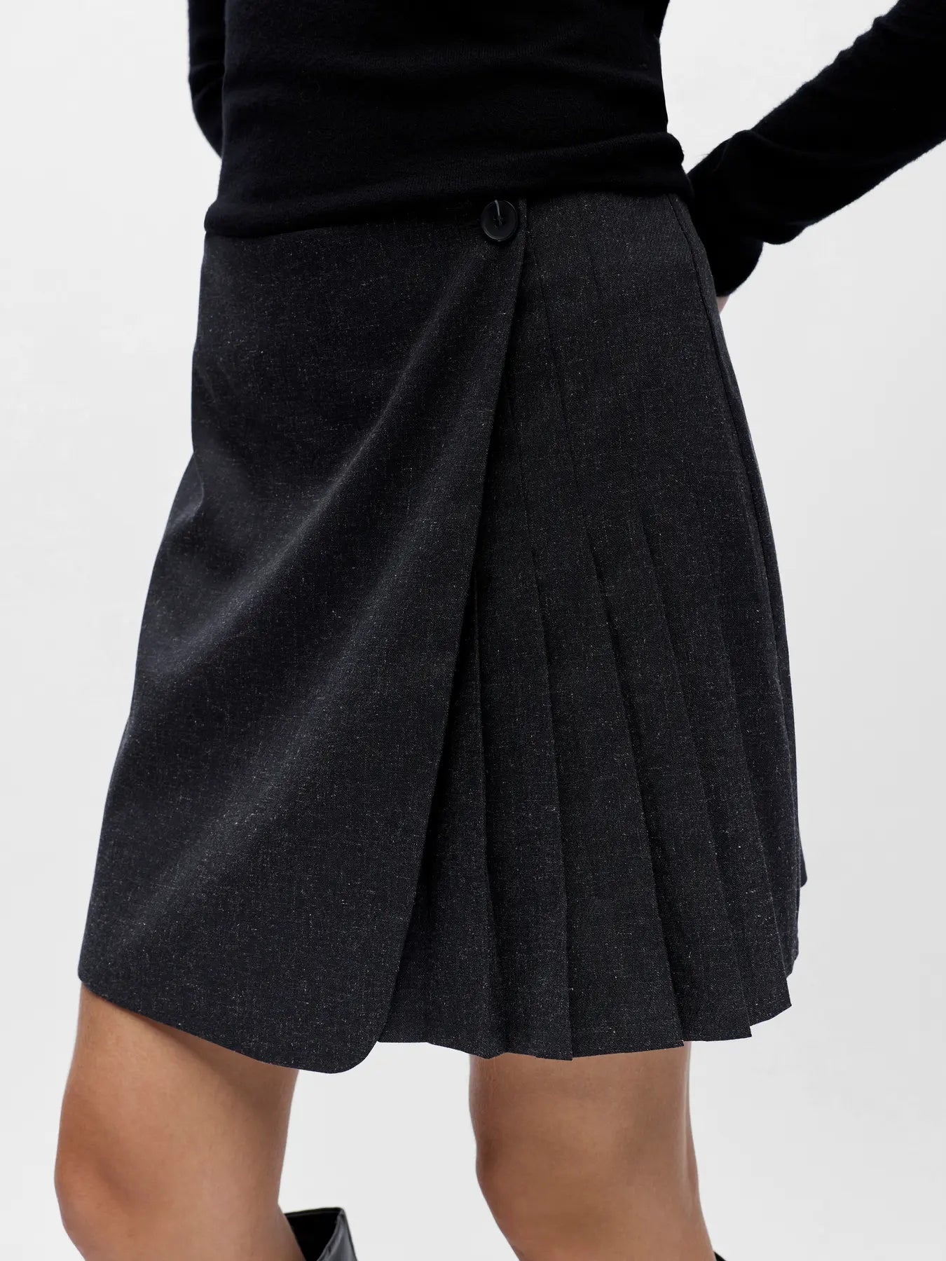 ALMA SHORT SKIRT - Dark Grey Melange