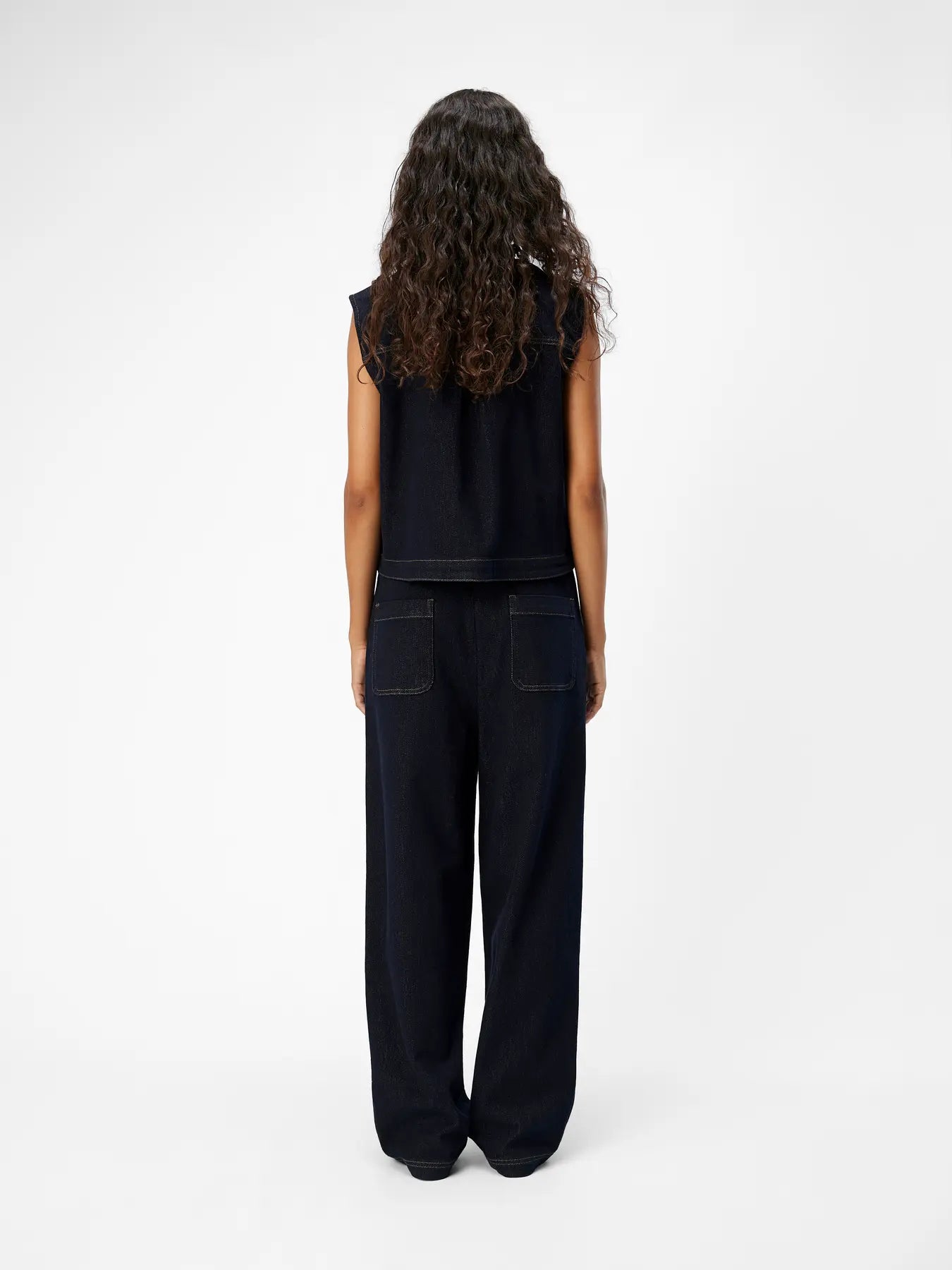 CAMILLA DENIM LOOSE PANTS - Dark Blue Denim