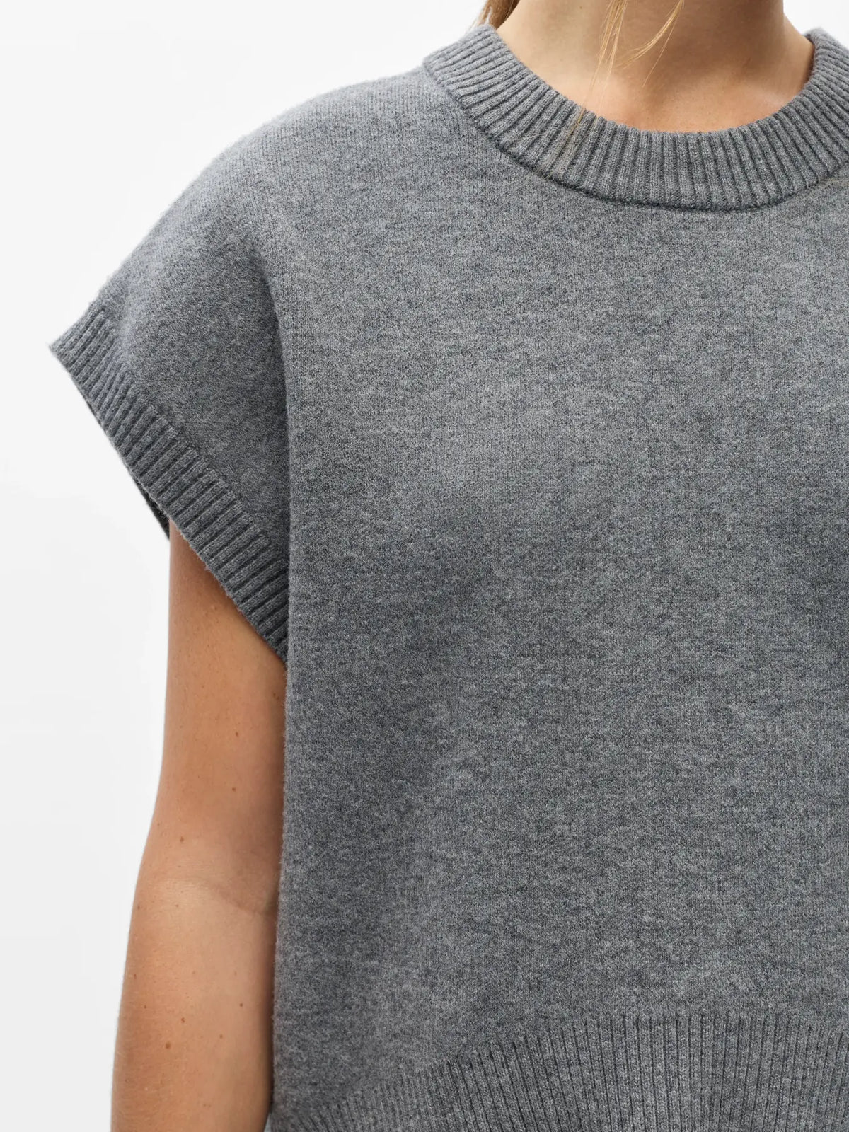 ITONE S/L LO KNIT VEST - Medium Grey Melange