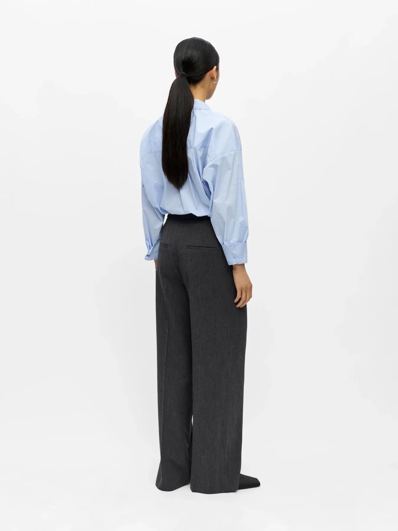 KAMMY MW WIDE PANTS - Black Melange