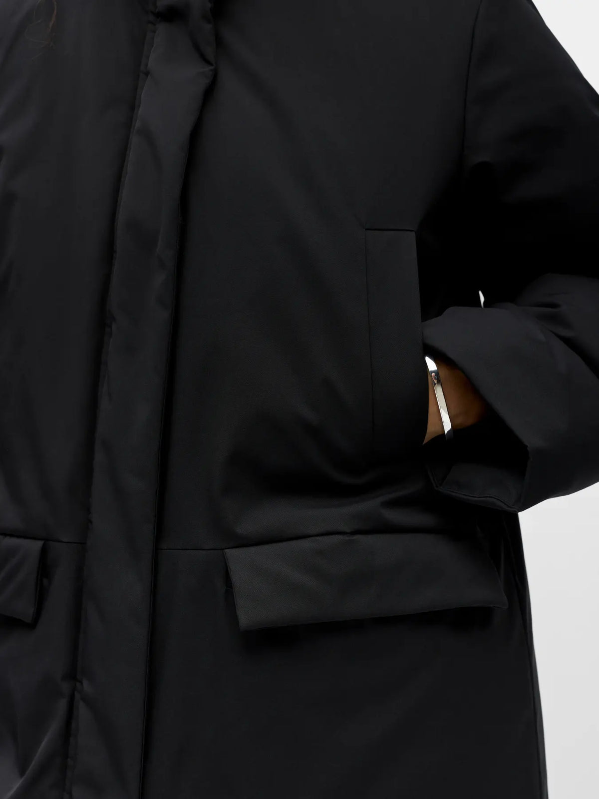 KELYN L/S RE LONG JACKET - Black