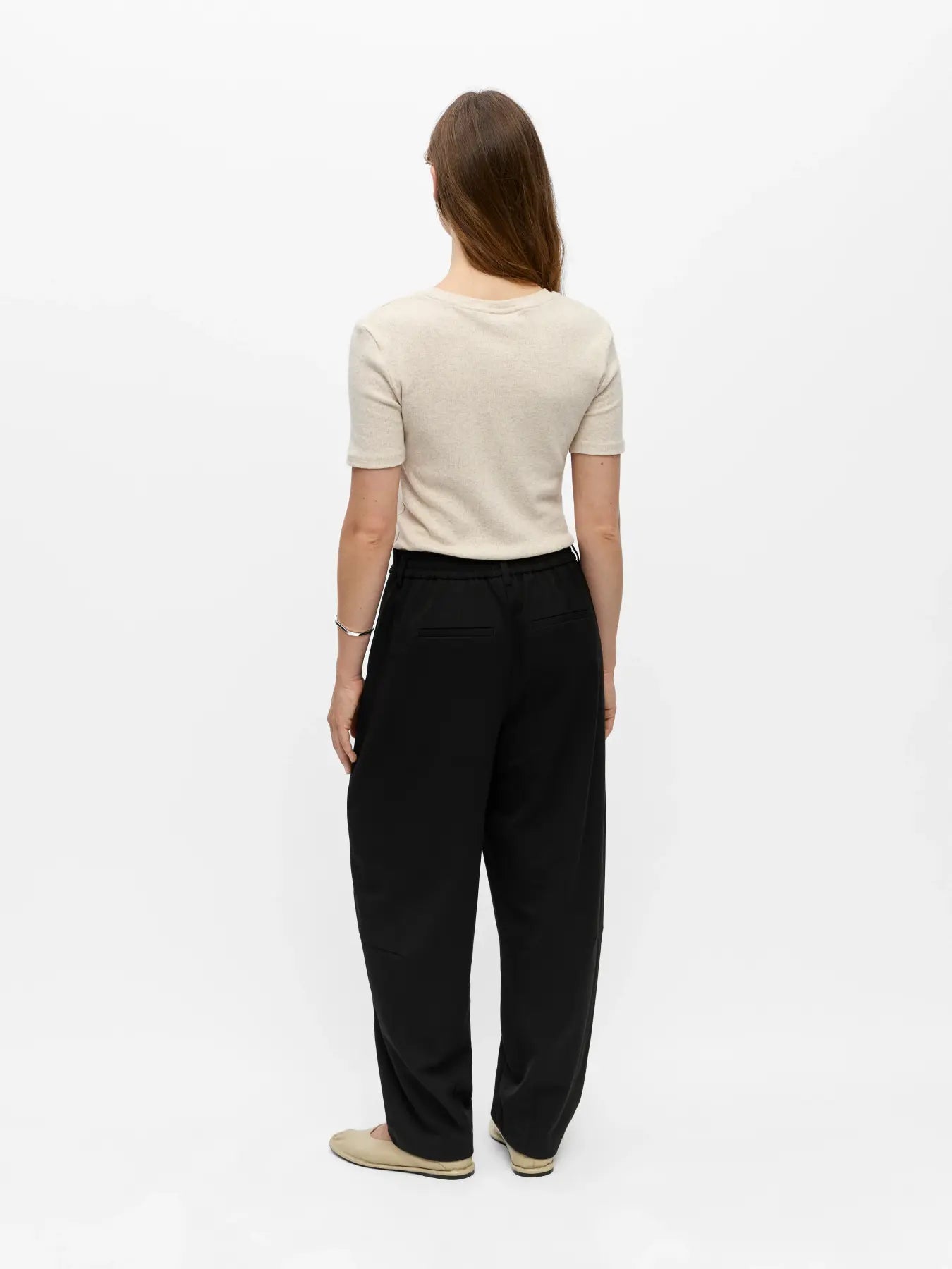 LISA HW ANKLE BARREL PANT - Black