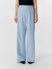 Lisa WIDE pant - Cloud Dancer Cornflower blue