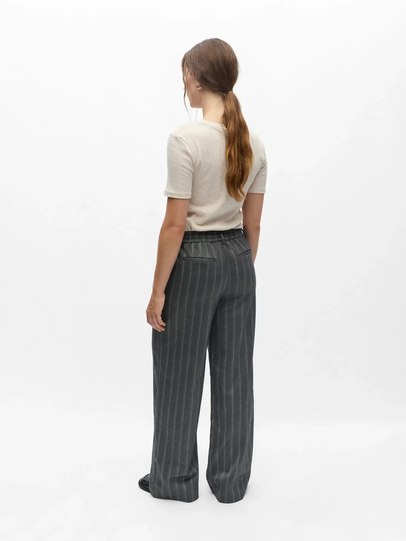 Lisa WIDE pant - Medium Grey Melange/Blurred white