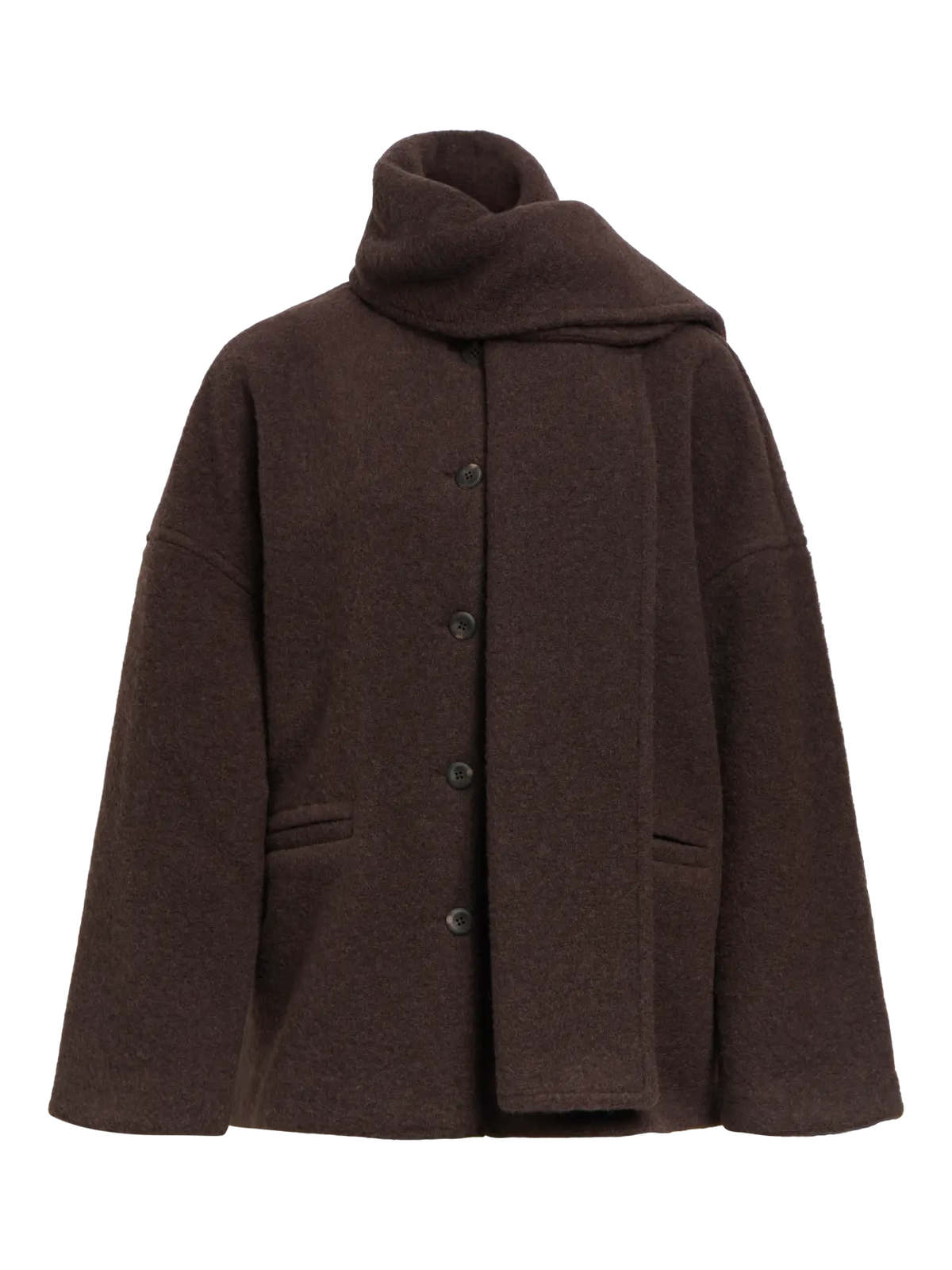 MAISE L/S LO SCARF JACKET - Seal Brown Melange