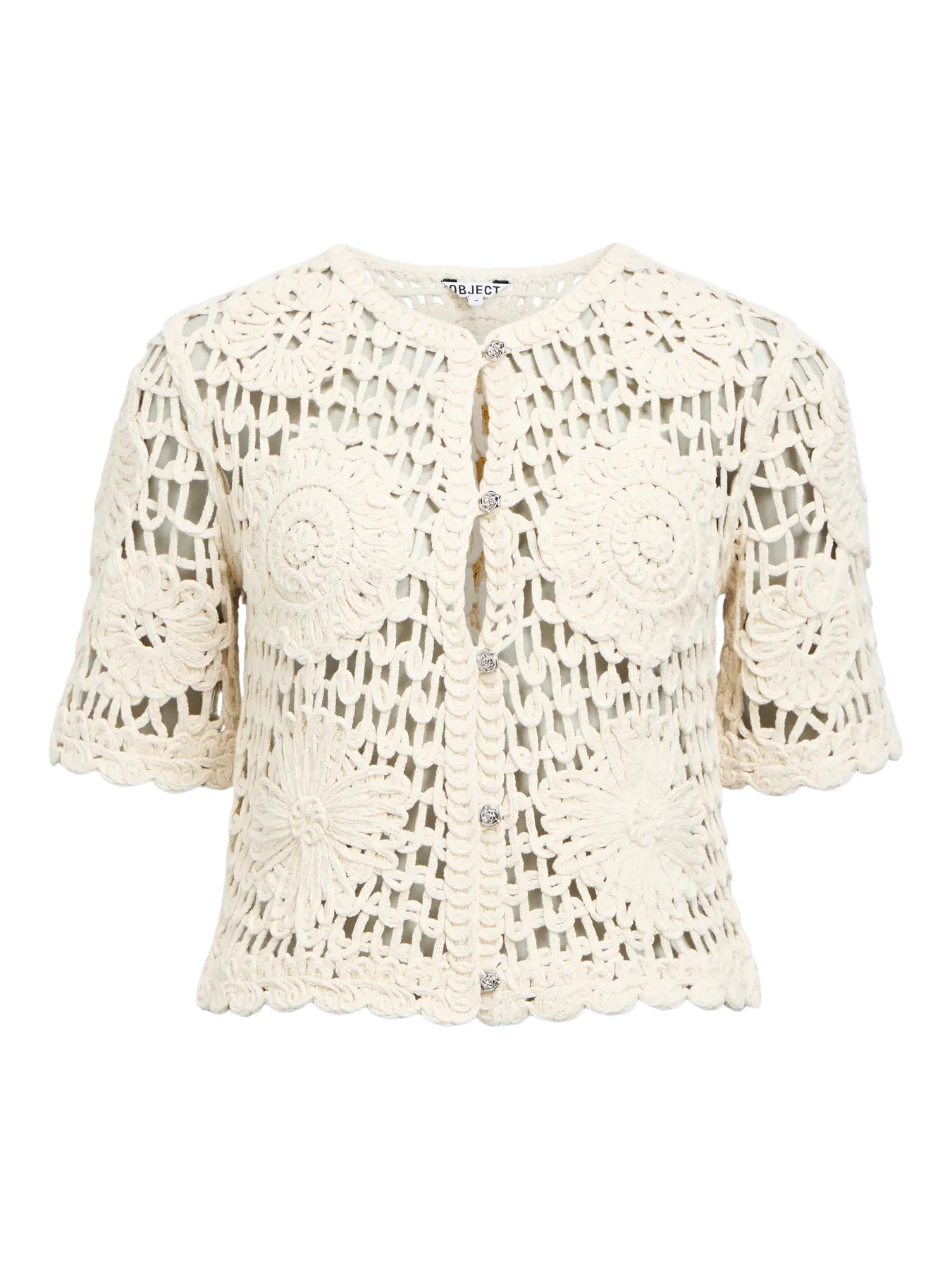 MINGA SS KNIT CARDIGAN - Birch_Brown stitch