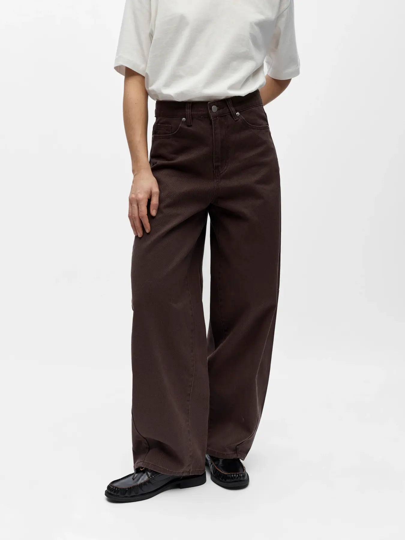 MOJI ELSA SUPER BARREL TWILL JEANS - Seal Brown