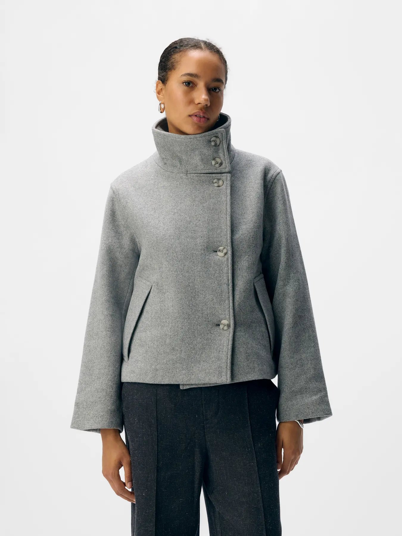 RIKI SHORT JACKET - Medium Grey Melange