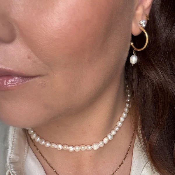 Pearly Hoops - 18 karat guldbelagt