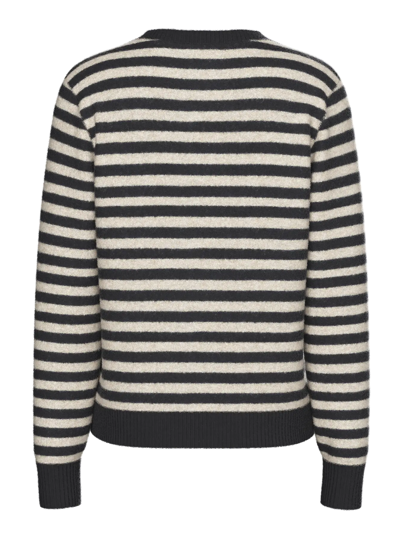 MALOU LS KNIT CARDIGAN - Black/TAUPE GRAY MELANGE
