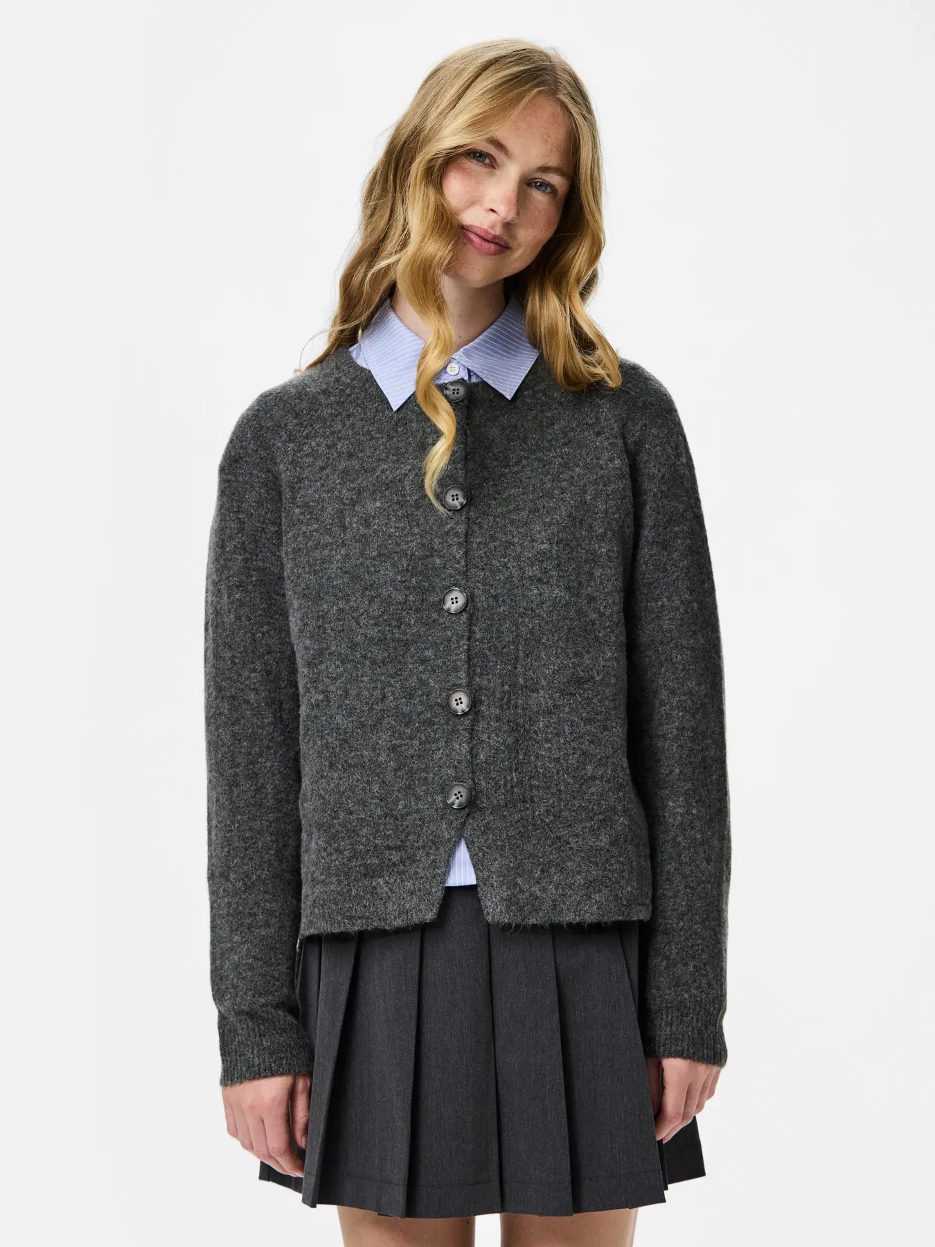 JIKO LS KNIT CARDIGAN - Medium Grey Melange