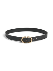 JUVA LEATHER JEANS BELT - Black GOLD BUCKLE