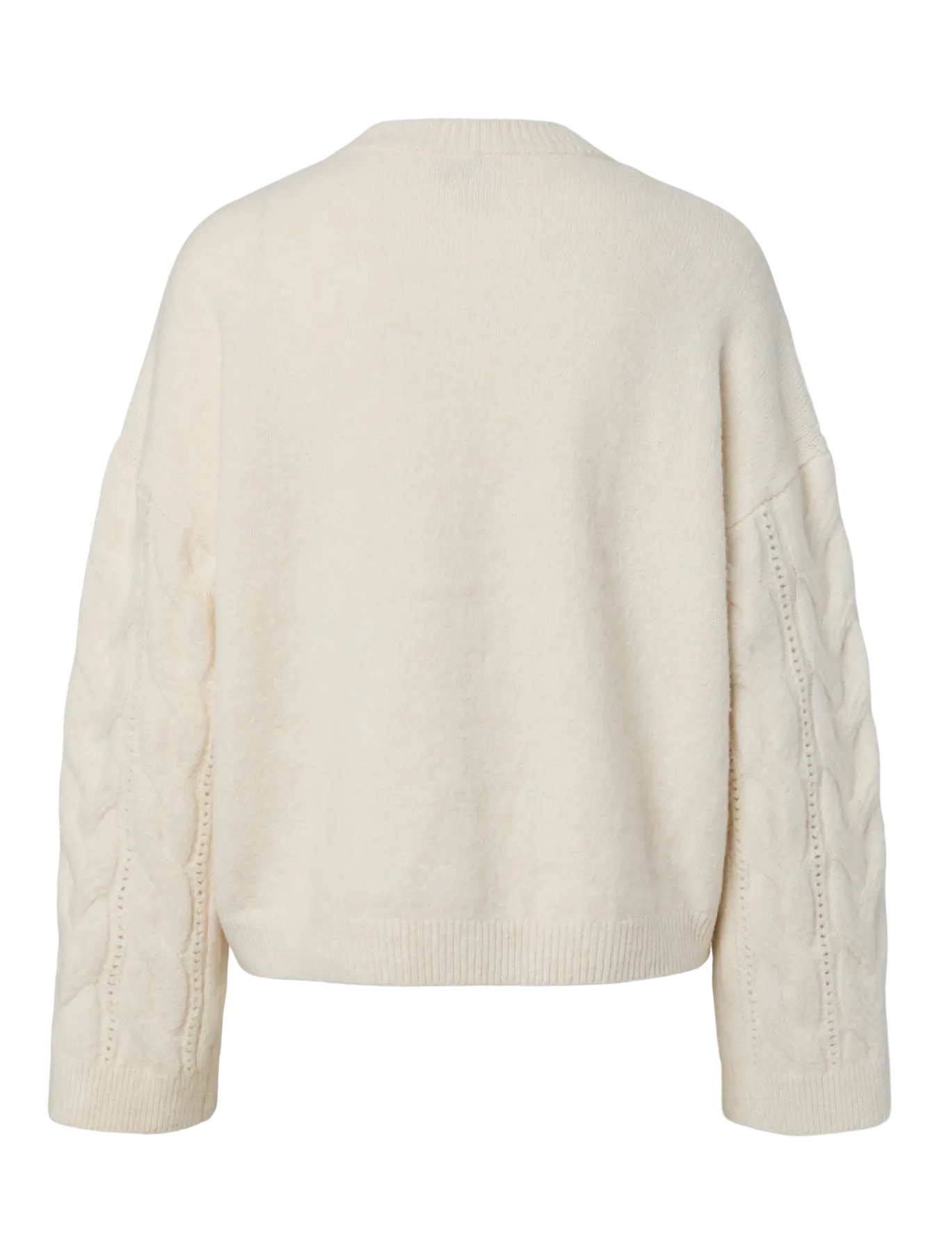 KATHY LS O-NECK CABLE KNIT - Birch MELANGE