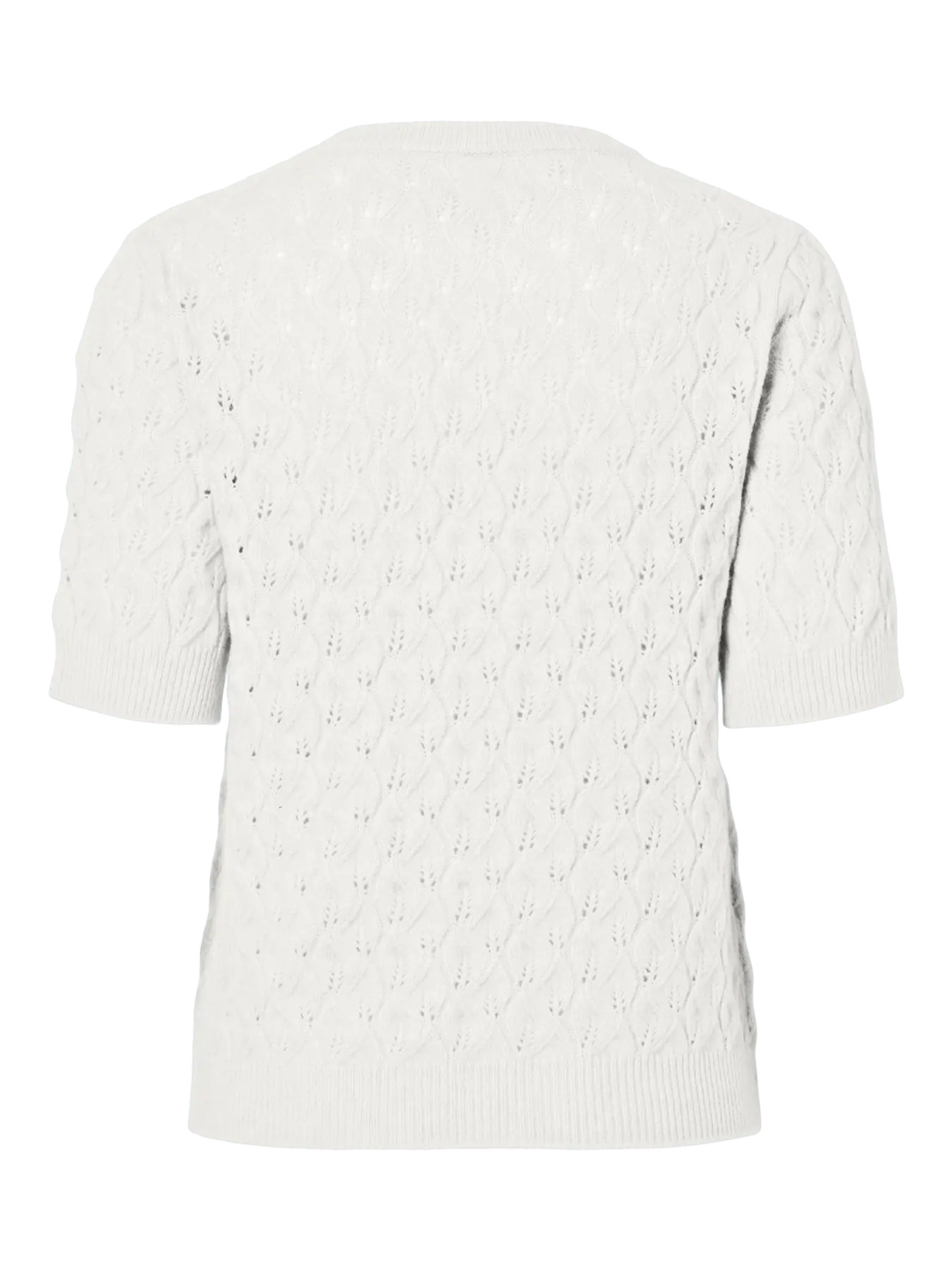 LELOU SS O-NECK KNIT - Cloud Dancer