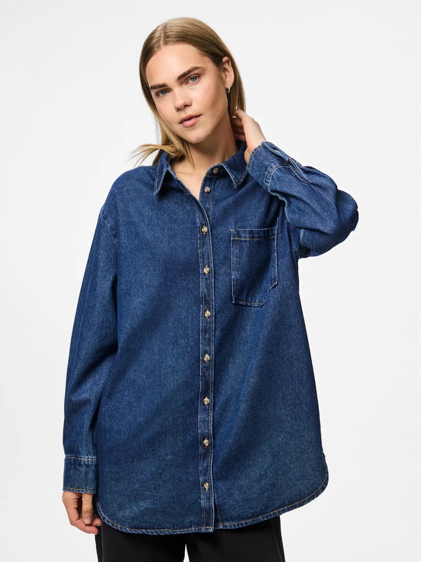 MAISIE LS DENIM SHIRT - Dark Blue Denim