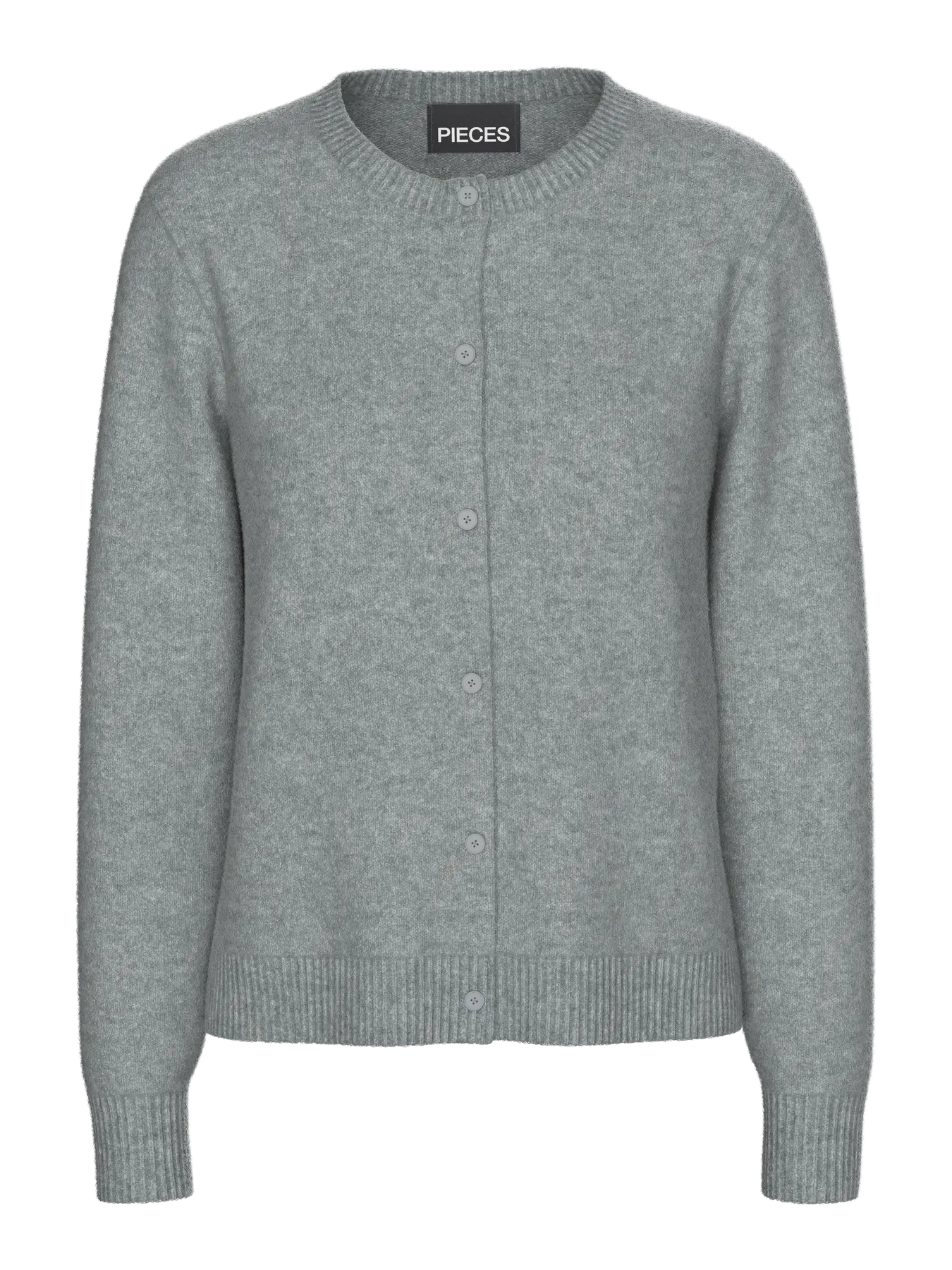 MALOU LS KNIT CARDIGAN - Medium Grey Melange