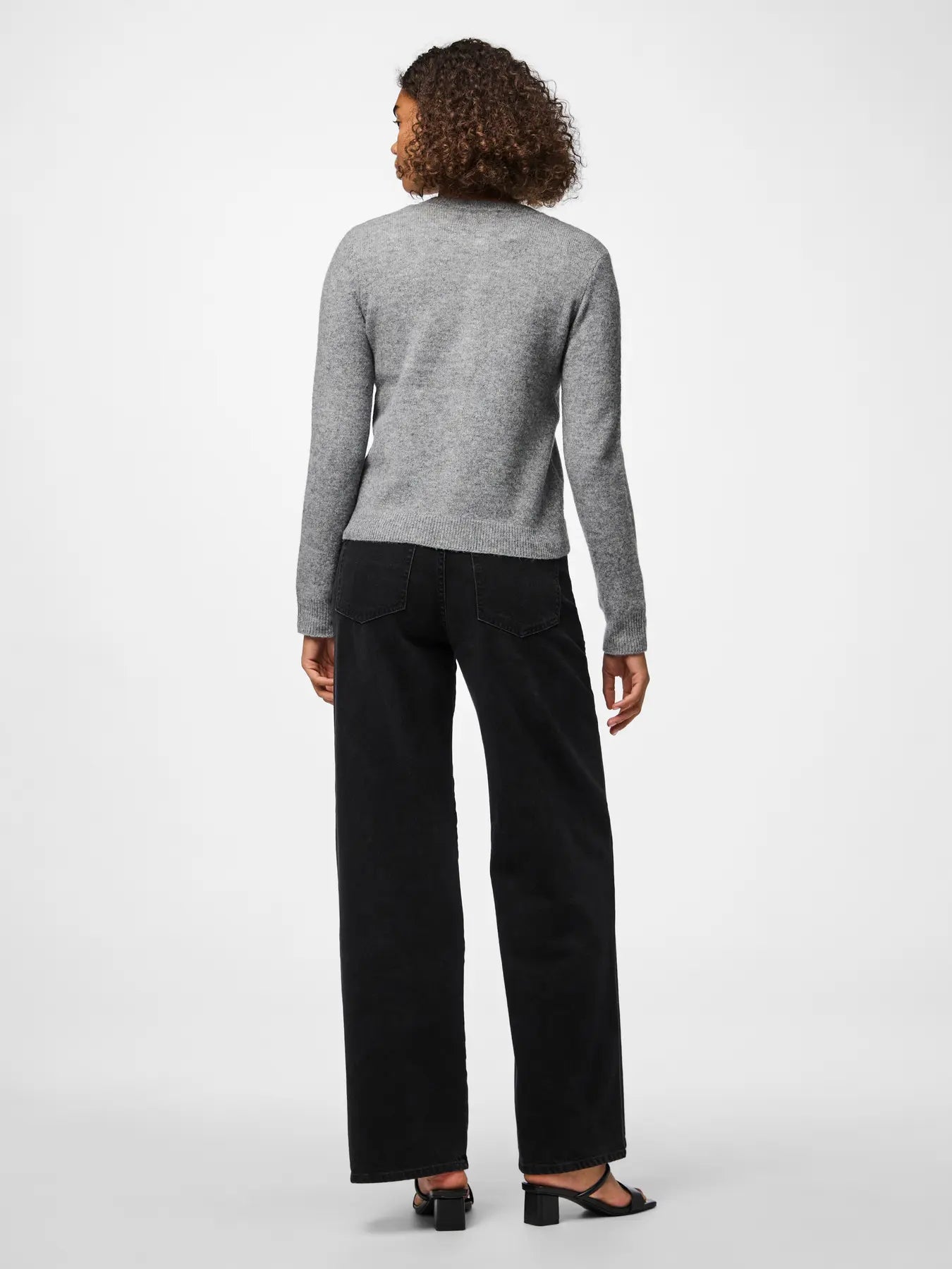 MALOU LS KNIT CARDIGAN - Medium Grey Melange