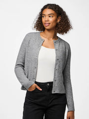 MALOU LS KNIT CARDIGAN - Medium Grey Melange