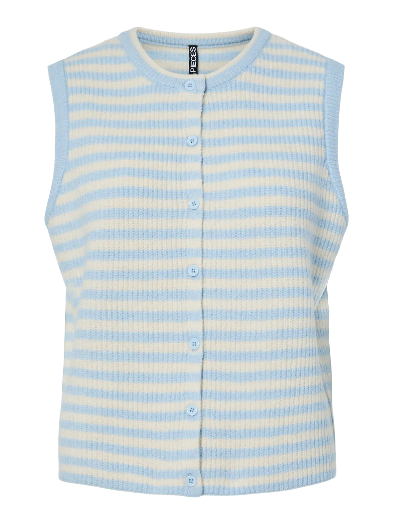 MALOU SL O-NECK STRIPE CARDIGAN - Cashmere Blue Birch