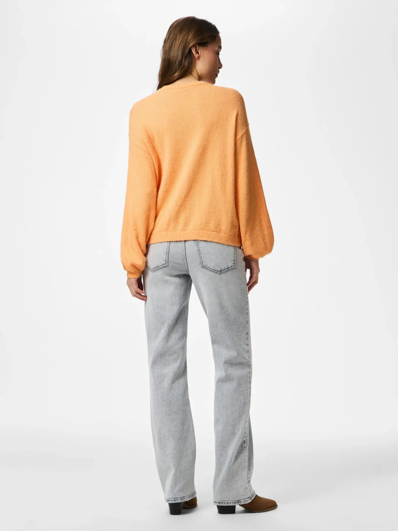 NAOMI LS O-NECK KNIT CARDIGAN - Russet Orange MELANGE