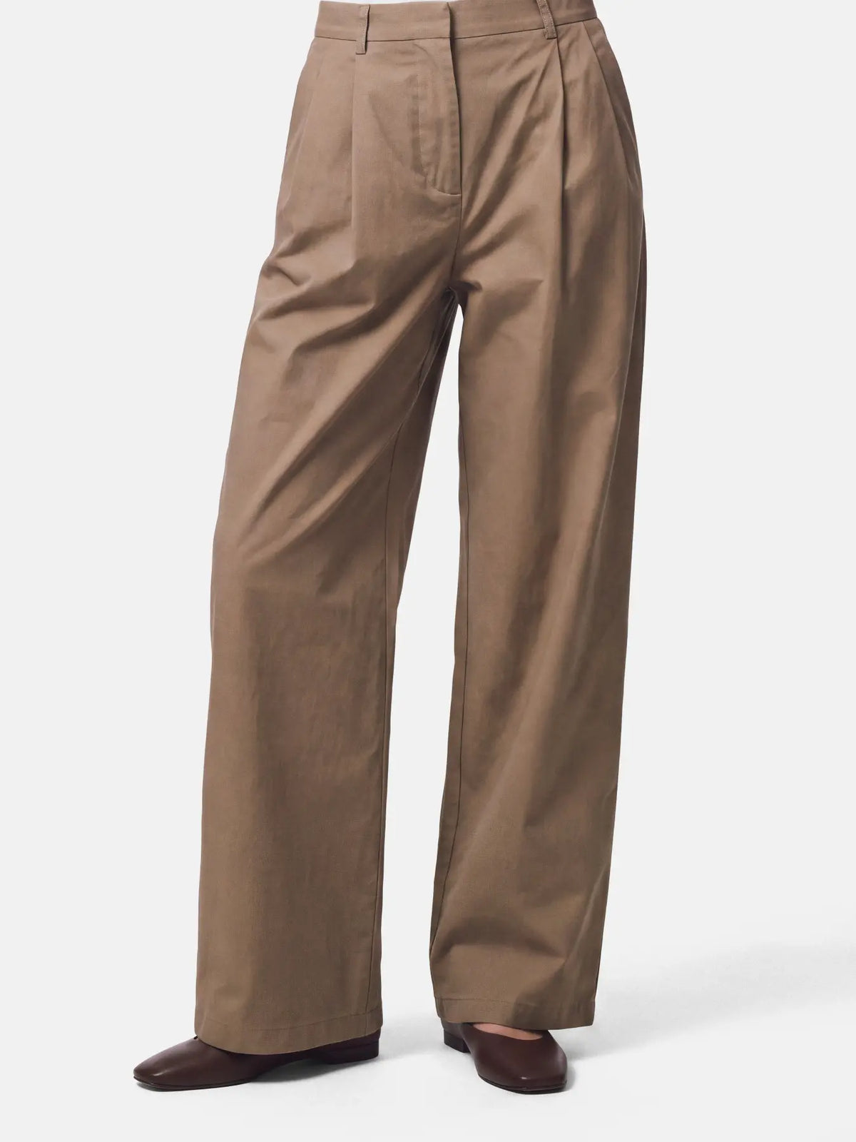 PAM HW WIDE LEG PANTS - Greige